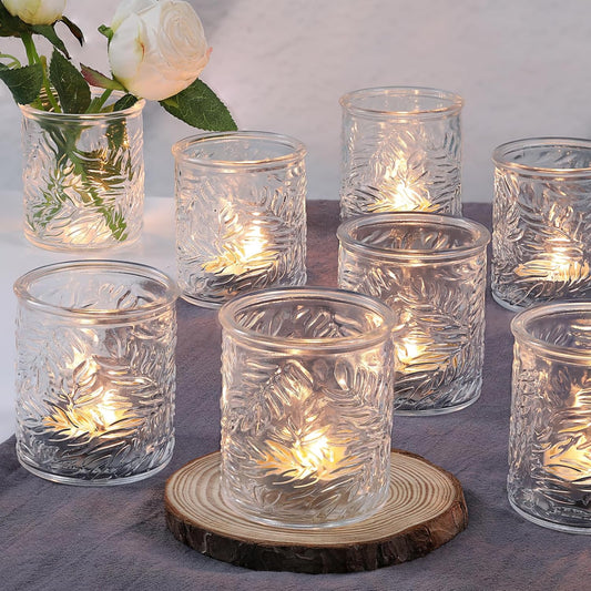 24 pcs Clear Votive Candle Holders, Glass Candle Holders for Home Decor, Tea Light Candle Holder for Wedding Table Centerpiece Decor