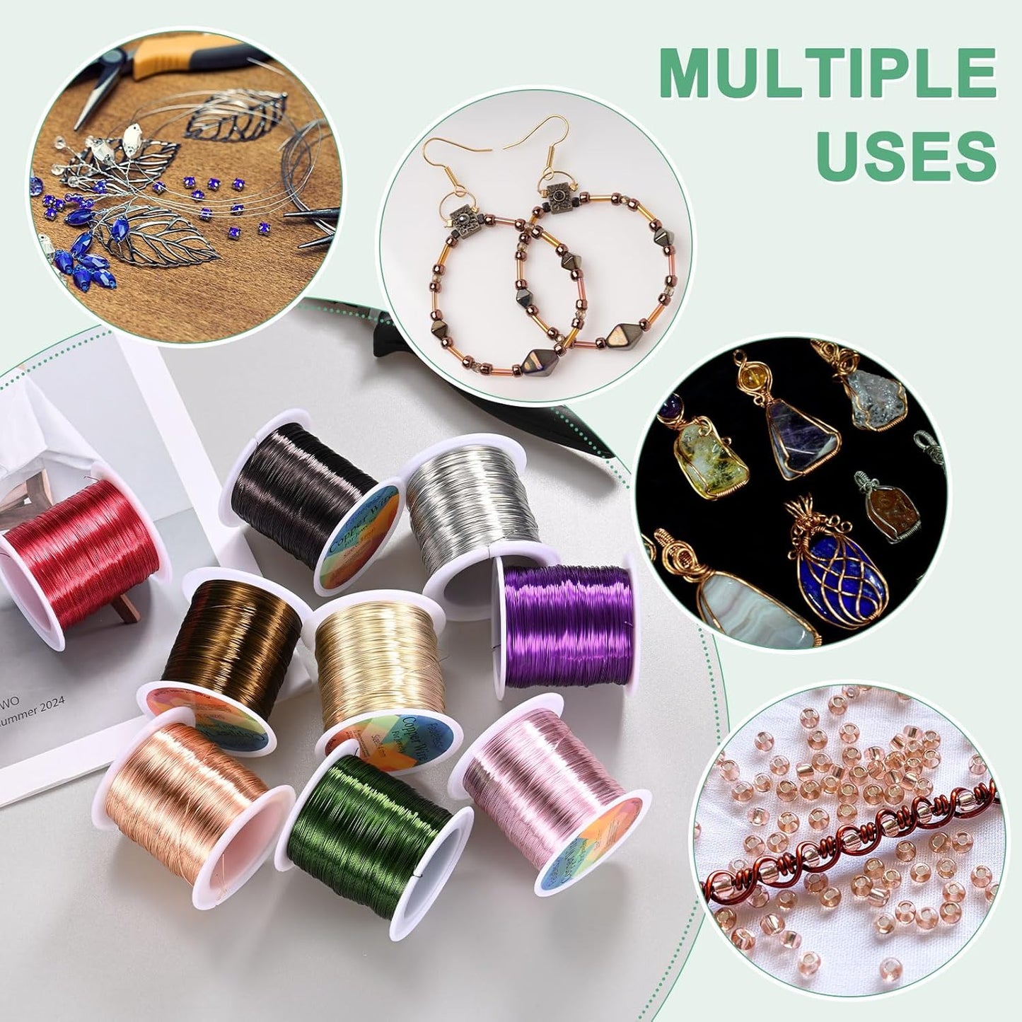 0.4mm Jewelry Wire, 26 Gauge 328FT Craft Wire Copper Beading Wire for Jewelry Making/Planting/Weaving/DIY Crafting, Soft Metal Wires [100M, Light Golden]