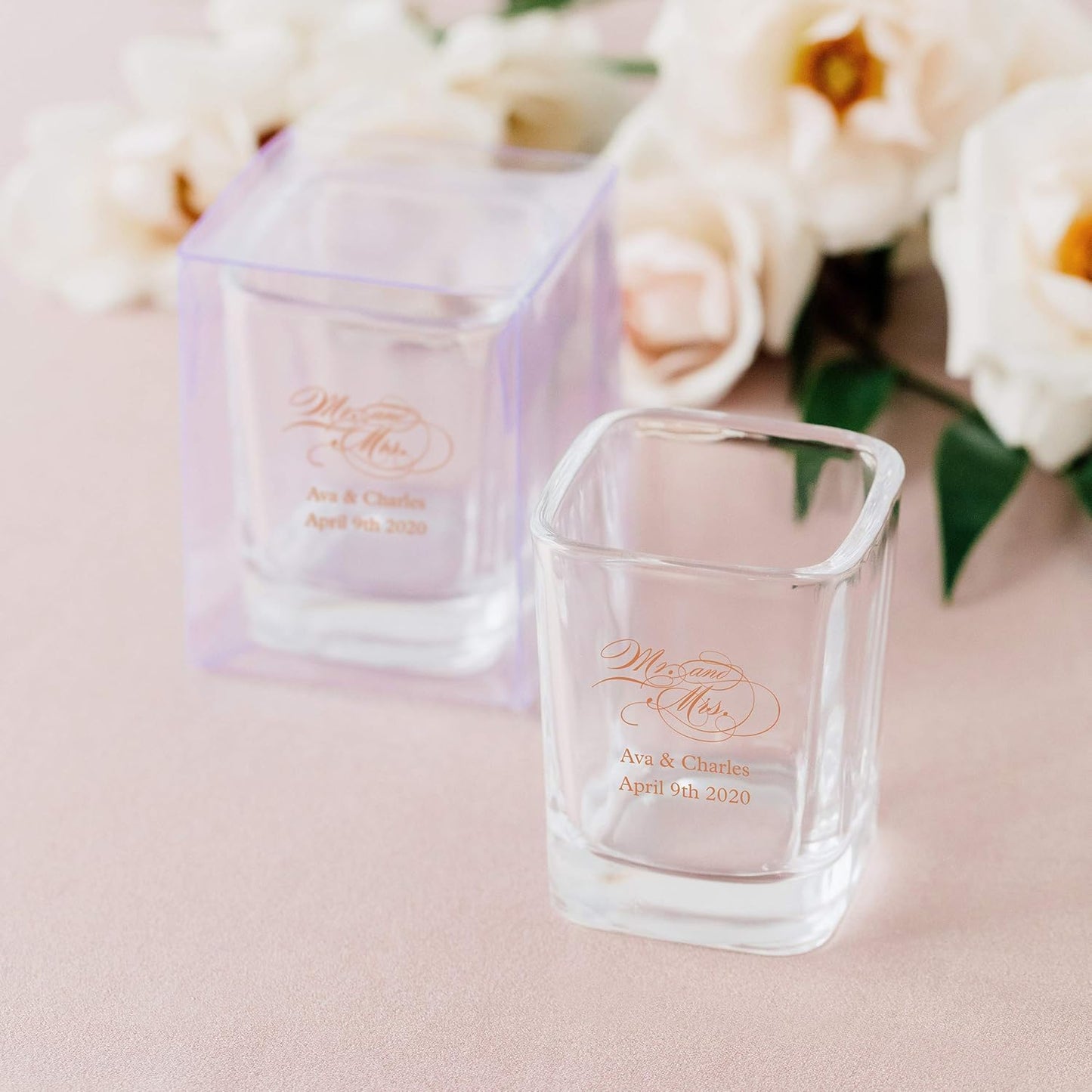 WEDDINGSTAR Personalized 2oz Square Shot Glass Customizable Full Color Print - 72 pack