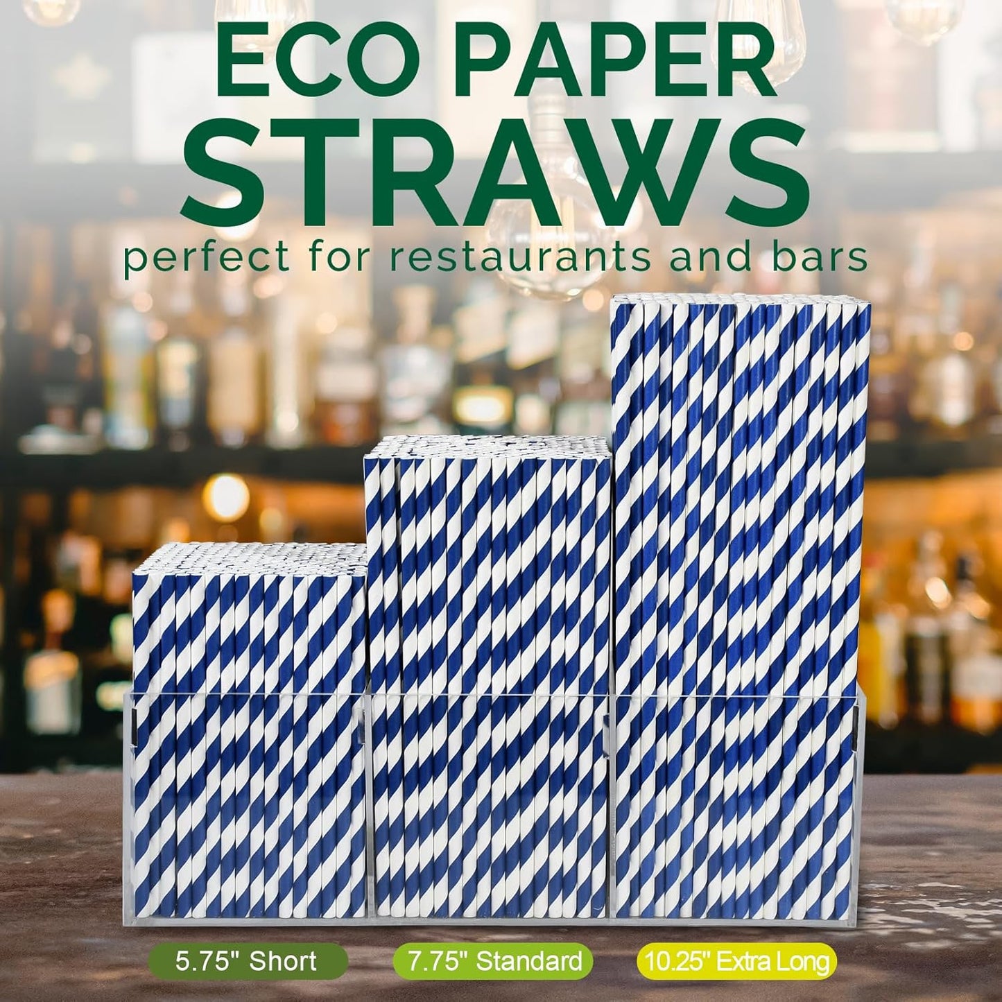 5.75 inch Navy Blue Short Paper Cocktail Straws & Stirrer Sticks 500 Counts - for Bars and Restaurants