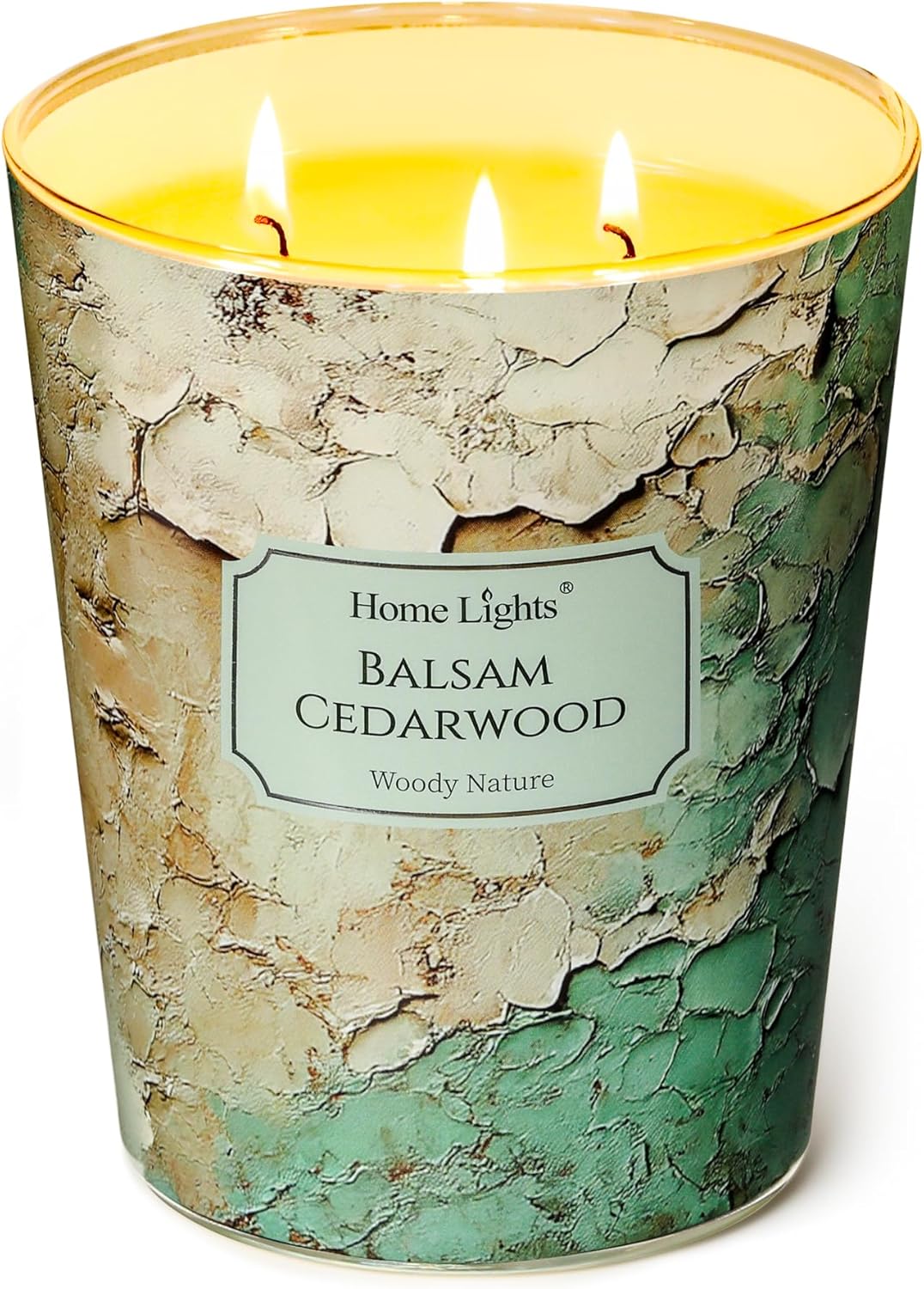 HomeLights Balsam Cedarwood Scented Candles | 34oz Soy Candles Industrial Chic 3-Wick Large Candle Jars | Ideal Candle Gifts for Events, Home Decor Stress, Relief & Relaxation