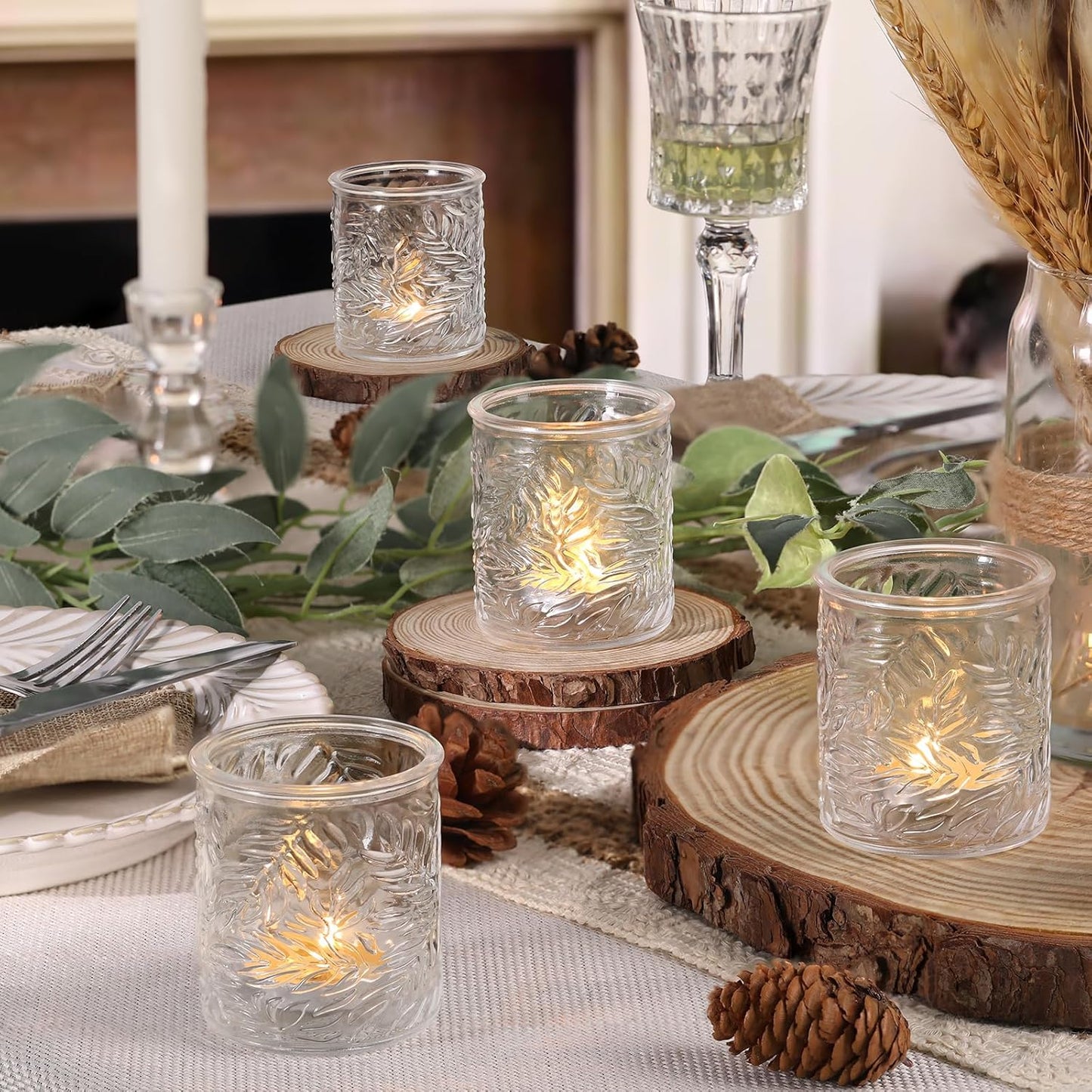 24 pcs Clear Votive Candle Holders, Glass Candle Holders for Home Decor, Tea Light Candle Holder for Wedding Table Centerpiece Decor
