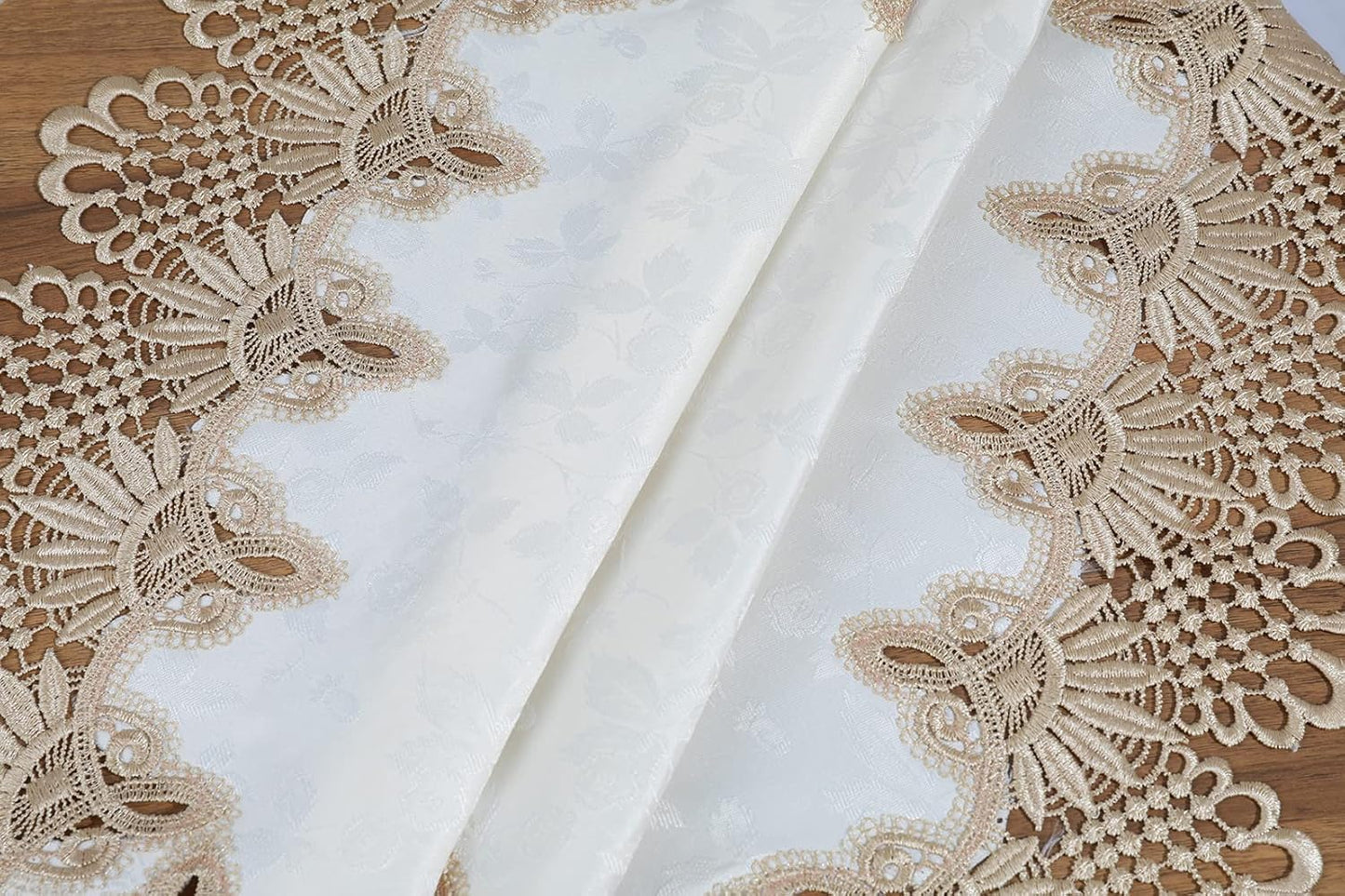 vctops Damask Lace Patchwork Tablecloth Luxury Square Small Table Cover Elegant Floral Embroidered Lace Table Cloth for Party Kitchen Dinning Picnic Decoration (Type B,22"x22")