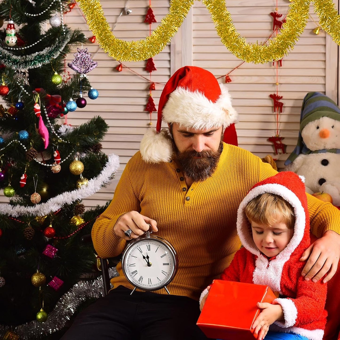 25 Feet Gold Christmas Tinsel Garland, Metallic Foil Twist Garland Wall Hanging Tinsel Banner Backdrop for Parade Floats, Easter, Mother's Day, Birthday Party Decorations (4in x 25ft)