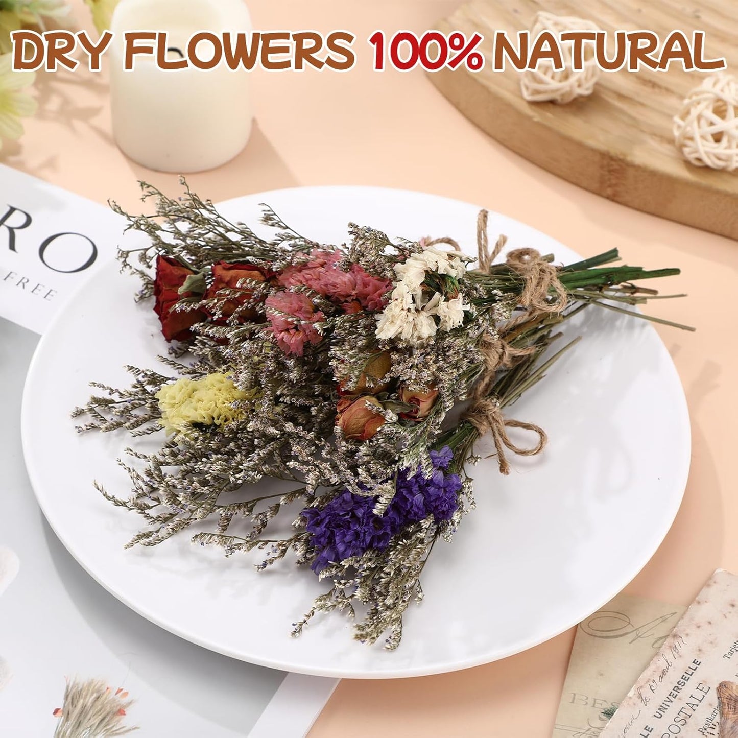 12/24 Pack Dried Flowers for Vase Various Mini Bouquet Dried Small Wildflowers Natural Real Flowers Bulk for Crafts DIY Wedding Decor (12, Forget Me Not)