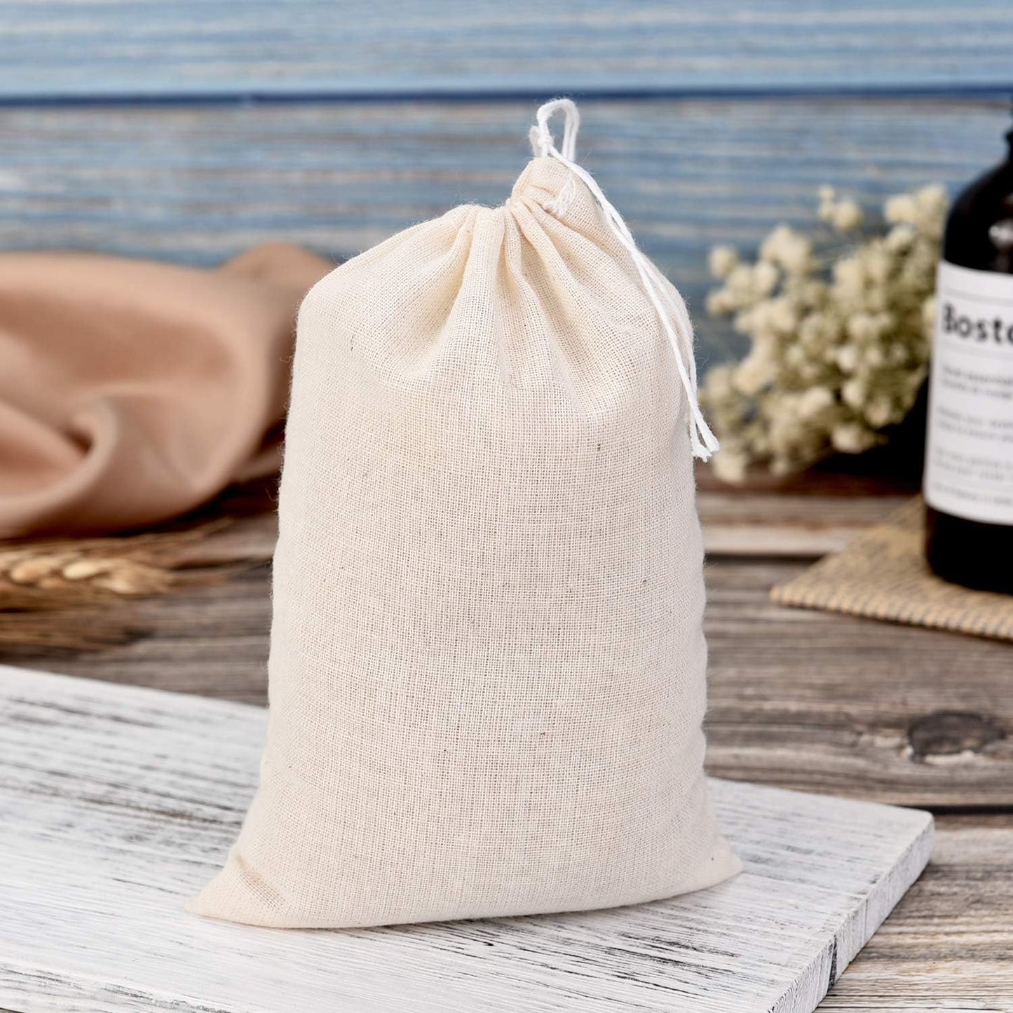 Tatuo 200 Pack Muslin Bags Burlap Drawstring sachet Bags Multipurpose Canvas Linen Pouch for Tea Jewelry Wedding Party Favors Storage