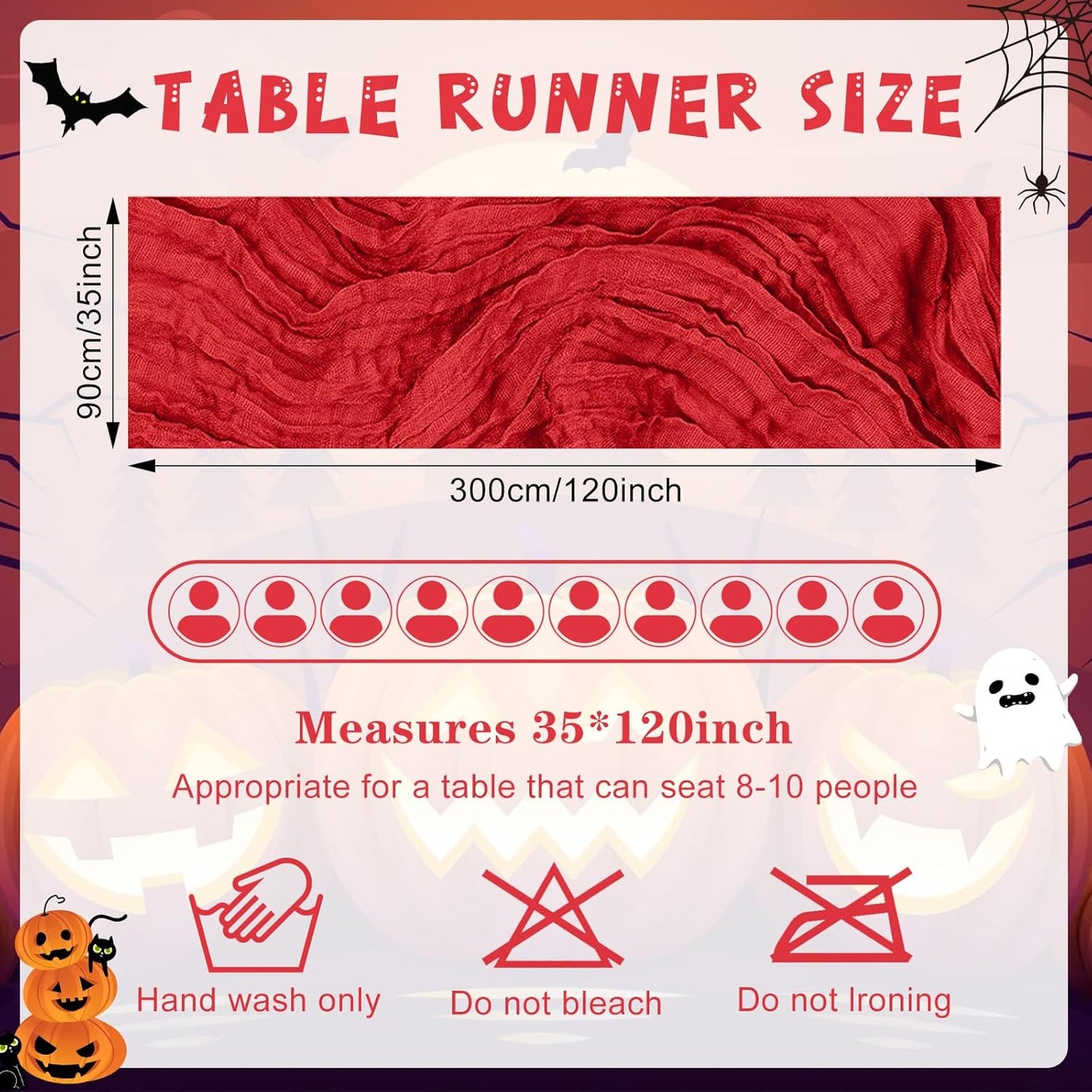 1 Pack Cheesecloth Table Runner 10Ft Christmas Gauze Boho Table Runners for Wedding Decor Bridal Shower Decorations Baby Shower Party(35" x 120")