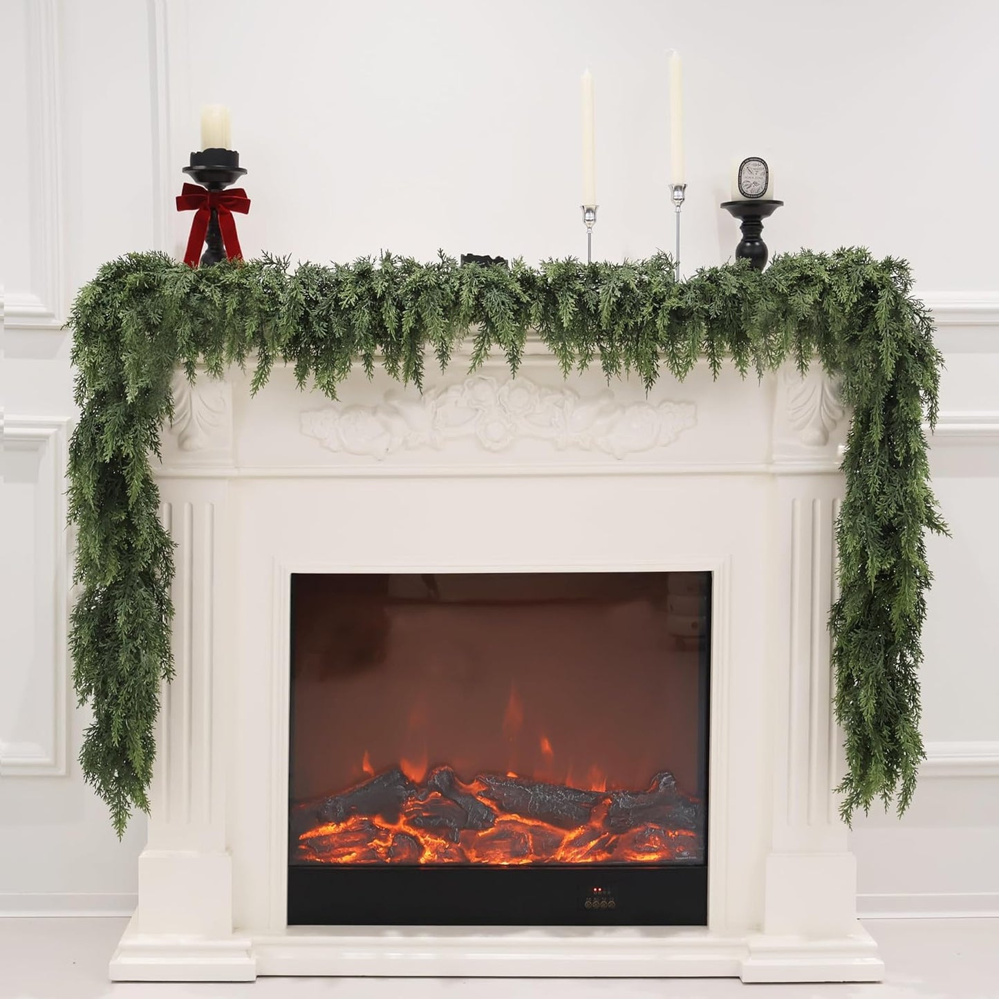 Artificial Cedar Garland for Christmas Decoration - Realistic Winter Greenery Garland for Mantel, Fireplace, Table, Door, Holiday Indoor Outdoor Decor 6FT