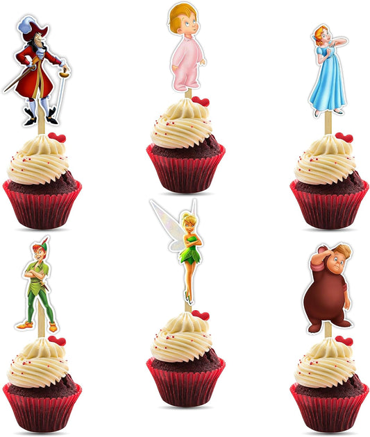 "Petr Pan Cupcake Topper – Fairy Tale Theme Birthday Party Supplies – Cartoon-Inspired Cake Decoration for Adults – Perfect for Baby Showers, School Events, Family Celebrations, and Themed Parties"