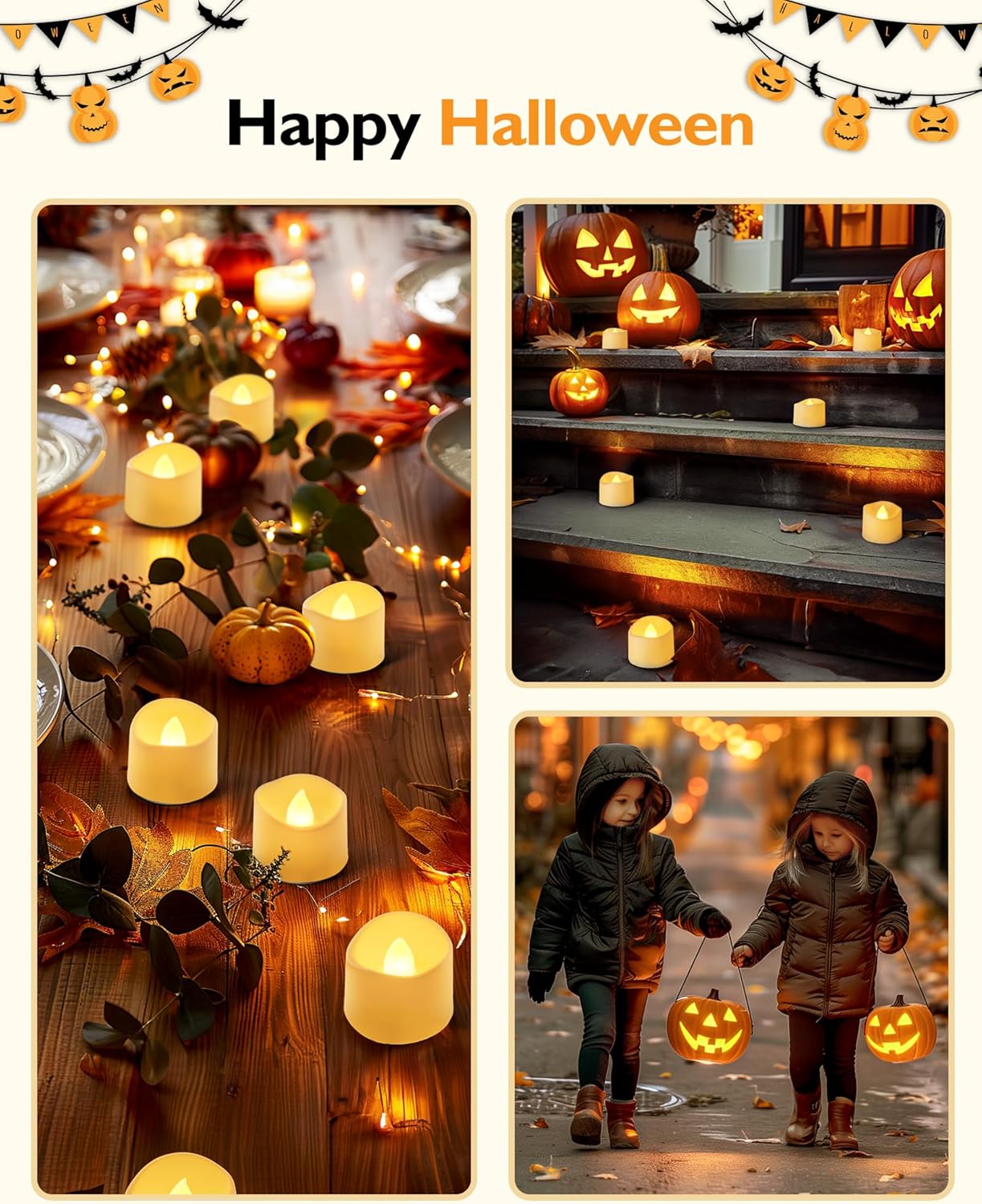 Homemory 48-Pack Novelty Flickering Flameless Tea Lights Candles, 200+Hours Battery-Operated LED Fake Candles for Wedding Table Centerpieces,Proposal,Anniversary, Ivory Base, Ø1.5'' × H1.3''