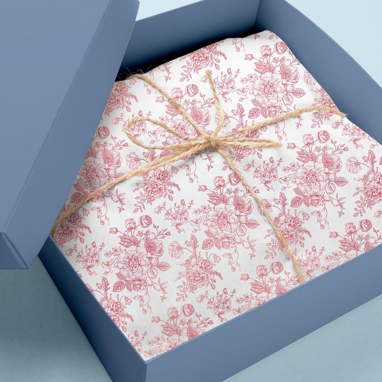 JarThenaAMCS 100 Sheets Floral Tissue Paper Rose Gold Flower Gift Wrapping Paper Vintage Decorative Art Paper for Home Party DIY Crafts Supplies, 14 x 20 Inch