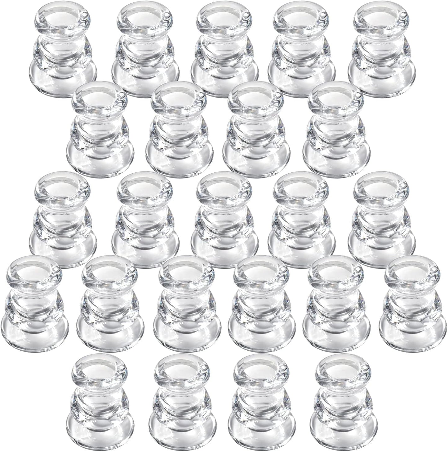 IYOUYA Clear Glass Candlestick Holders 24PCS, 2.1" H Taper Candle Holders Bulk for Pillar Candles, Taper Candles, Glass Candle Holders for Wedding, Party&Festival