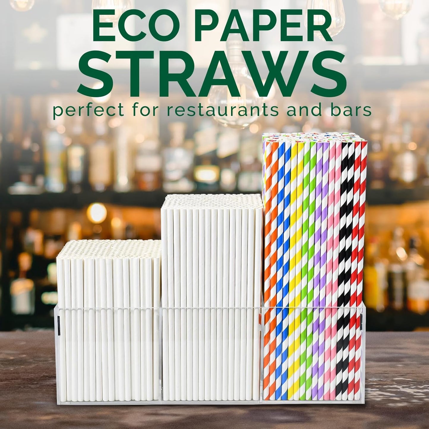 10 inch Long Disposable Paper Straws Bulk for Drinking - Unwrapped, 8 Assorted Colors [600 Counts]
