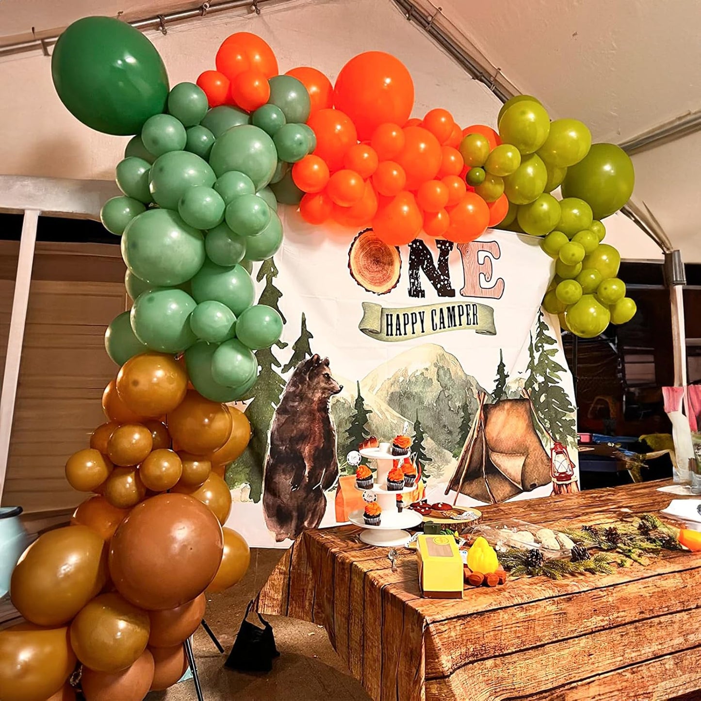 Sage Green Orange Balloons Set, 12 Inch Olive Green Orange Balloons with Nude Coffee Green Brown Latex Balloons Dinosaur Theme Party Decoration for Jungle Safari Wild Woodland Garden Outdoor Party