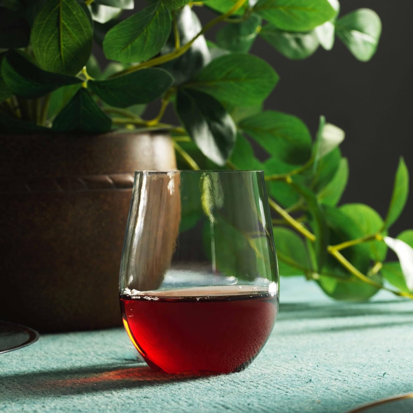 Munfix Plastic Stemless Wine Glasses 48 Pack, Disposable 12 Oz Clear Plastic Wine Cups Shatterproof Recyclable and BPA-Free