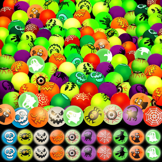 200 Pcs Halloween Party Favors, Glow in The Dark Bouncy Balls 10 Halloween- Themed Designs, Halloween Party Favors Supplies Trick or Treating Goodies Bag Gifts Fillers, School Classroom Game Rewards