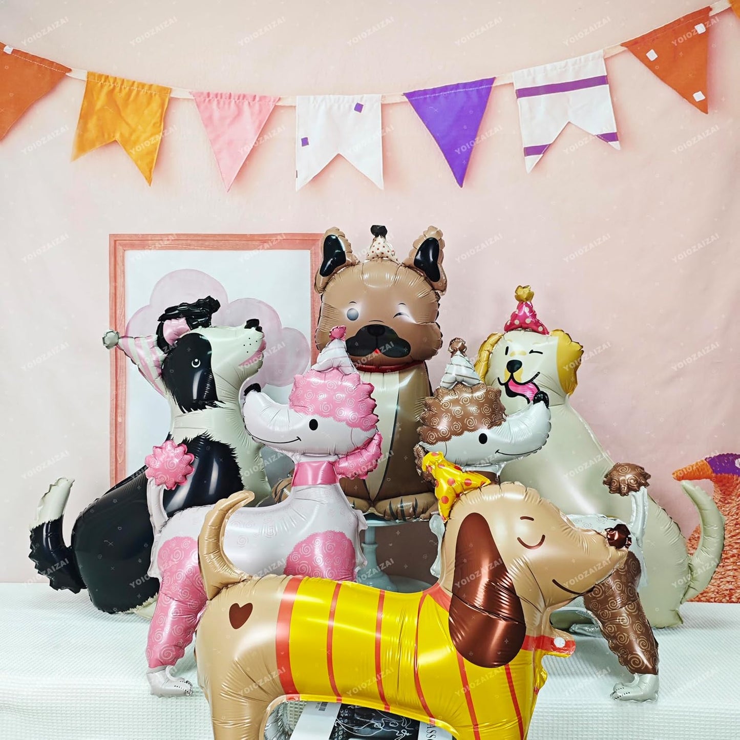 2PCS Self Standing Dog Animal Balloons Teddy Dog Cute Pet Puppy Birthday Foil Balloon For Kids Gift Animal Dog Themed Birthday Baby Shower Pet Party Decorations Supplies