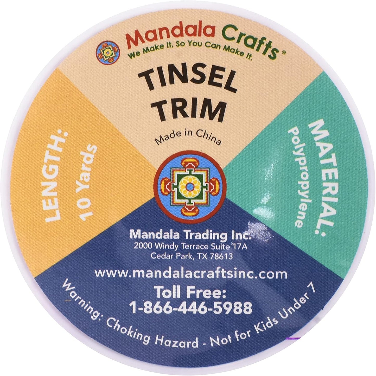 Mandala Crafts Blue Tinsel Garland - Thin Metallic Foil Glitter Mini Garland for Christmas Tree, Party, Wedding Decor, and Holiday Decorations