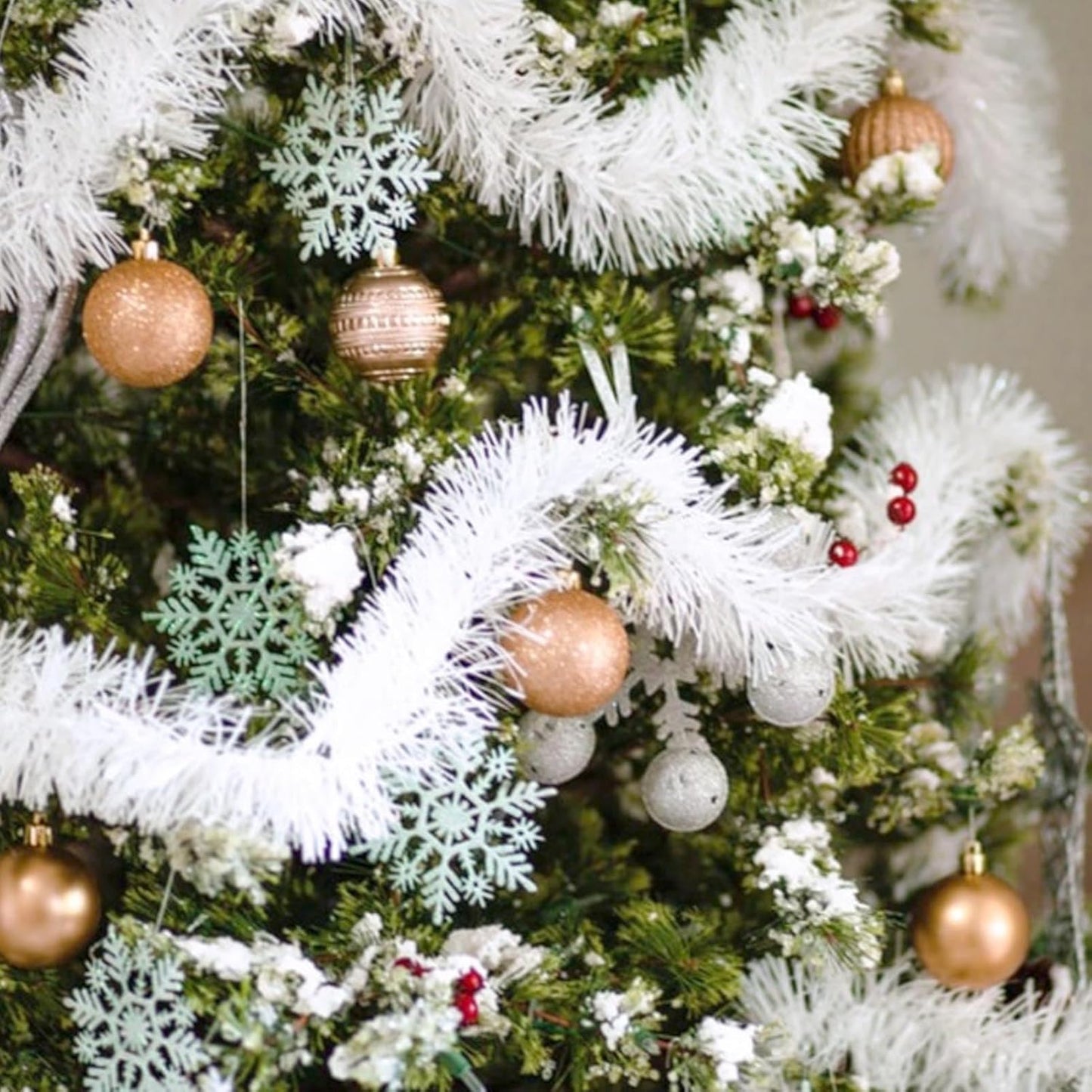 50 Feet Christmas Foil Fringe Banner Metallic Tassle Garland Metallic Backdrop Parade Floats Shiny Hanging Ceiling, Valentine's, Wedding, New Year Party Decorations(2" x 50', Macaron White)