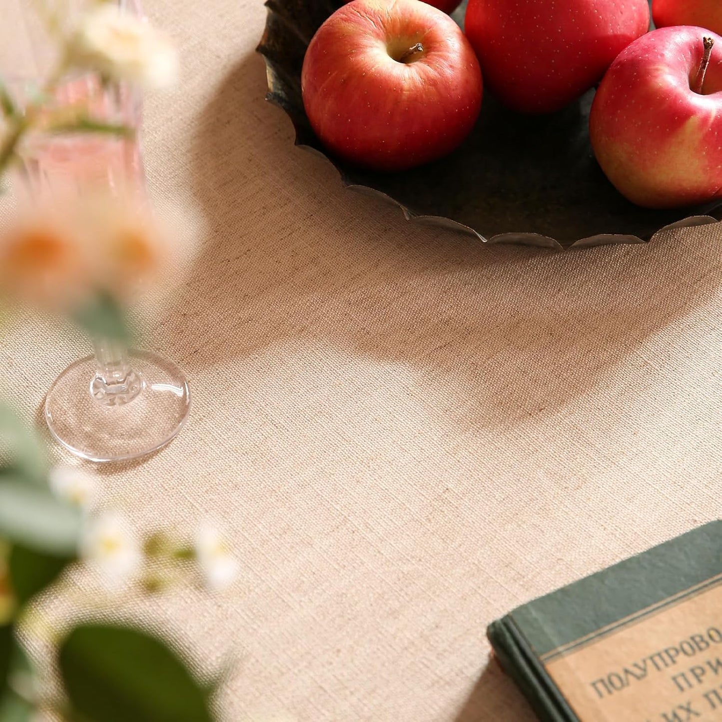 patdrea Designer Beige Extra Long Tablecloth for Rectangle Table,Vintage French Linen Trees Pattern Table Cloth,Decoration Cover for Kitchen Dining Christmas,Thanksgiving,63"x110"-Tatiana D