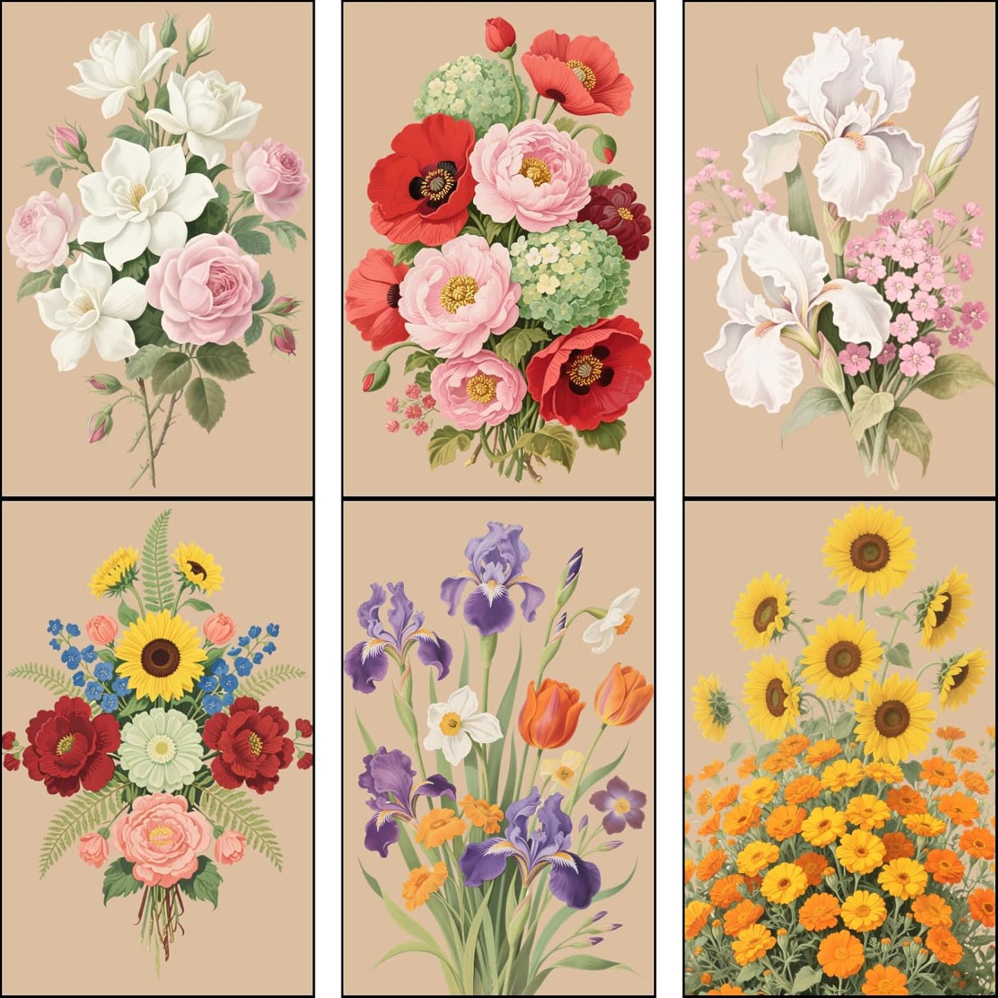 60pcs Flower Match Boxes, 2.25x1.42x0.59in Bulk Fall Spring Floral DIY Light Brown Storage Containers Holders Double-Sided Strikers Wedding Bridal Baby Shower Birthday Party Favor, No Matches Included