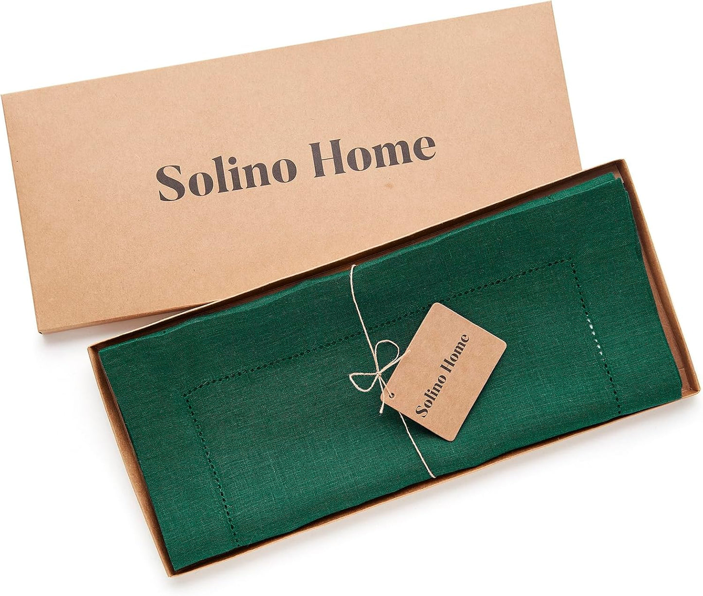 Solino Home Linen Rainforest Green Table Runner 72 Inches Long - 100% Pure Linen Hemstitch Table Runner 14 x 72 Inch for Dresser, Dining, Fall, Autumn, Thanksgiving, Christmas - Classic Hemstitch