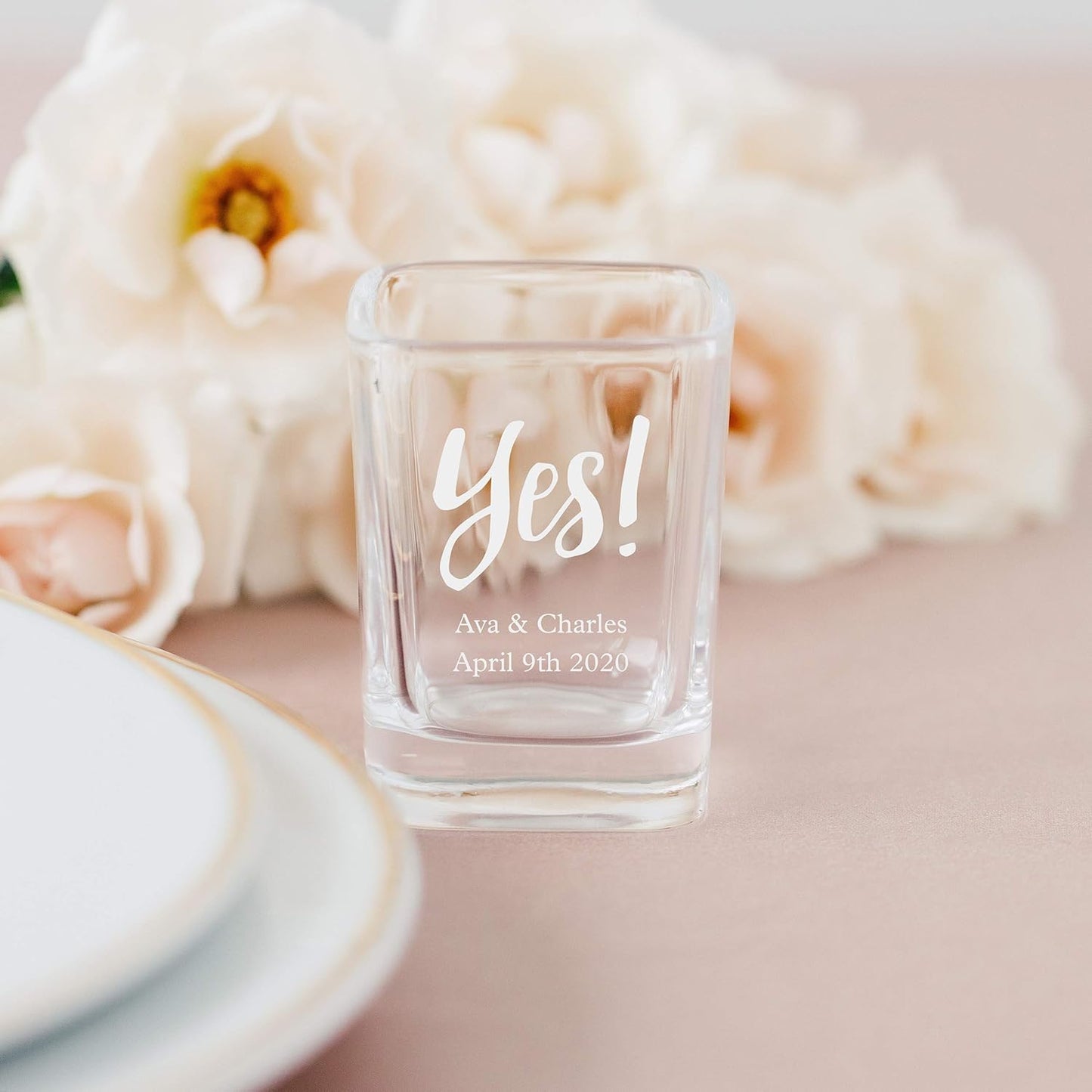 WEDDINGSTAR Personalized 2oz Square Shot Glass Customizable Full Color Print - 156 pack