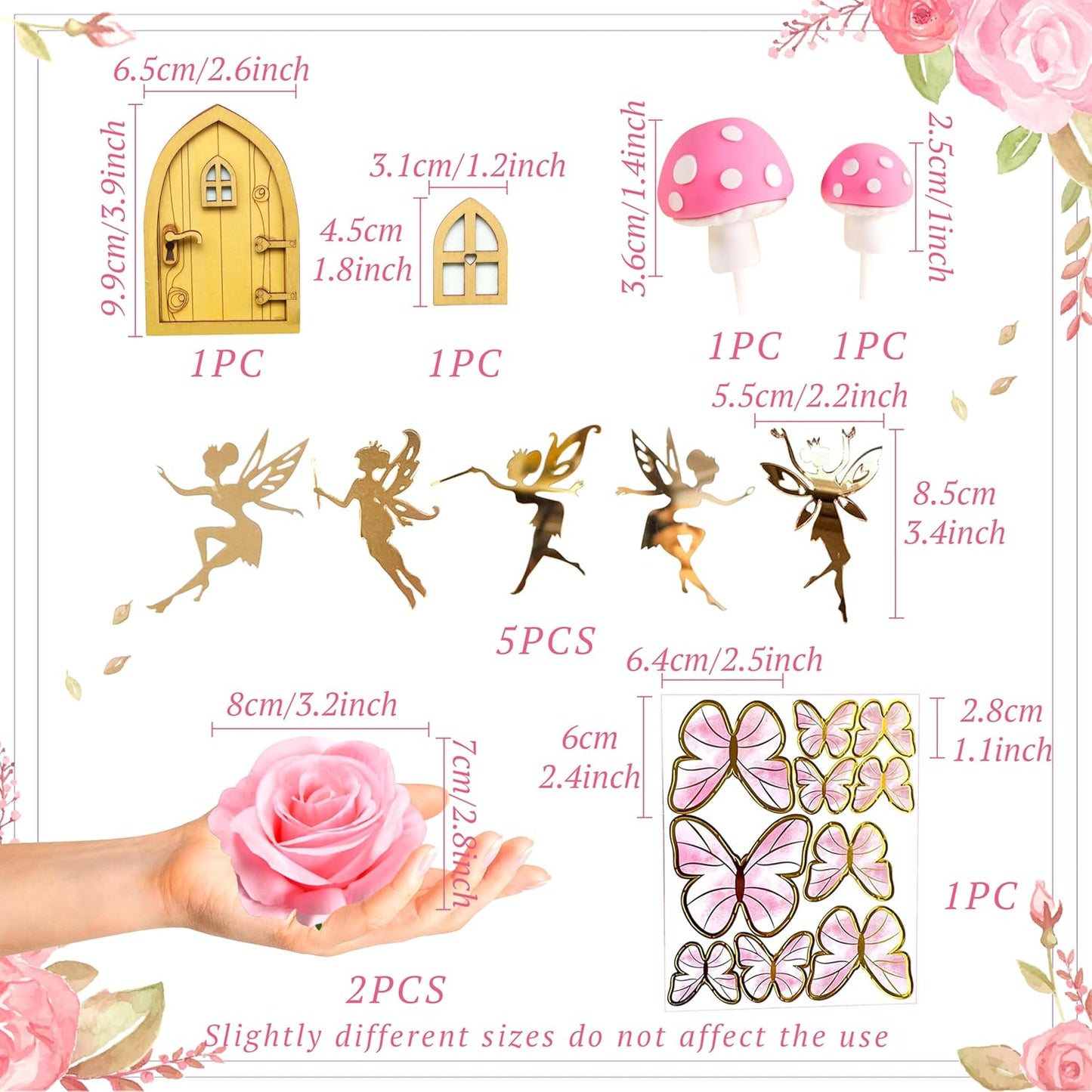 JeVenis Pink Fairy Cake Decoration Mushroom Cake Decoration Fairy Cake Decoration Garden Fairy Cake Decoration Fairy Party Supplies Fairy Party Favors