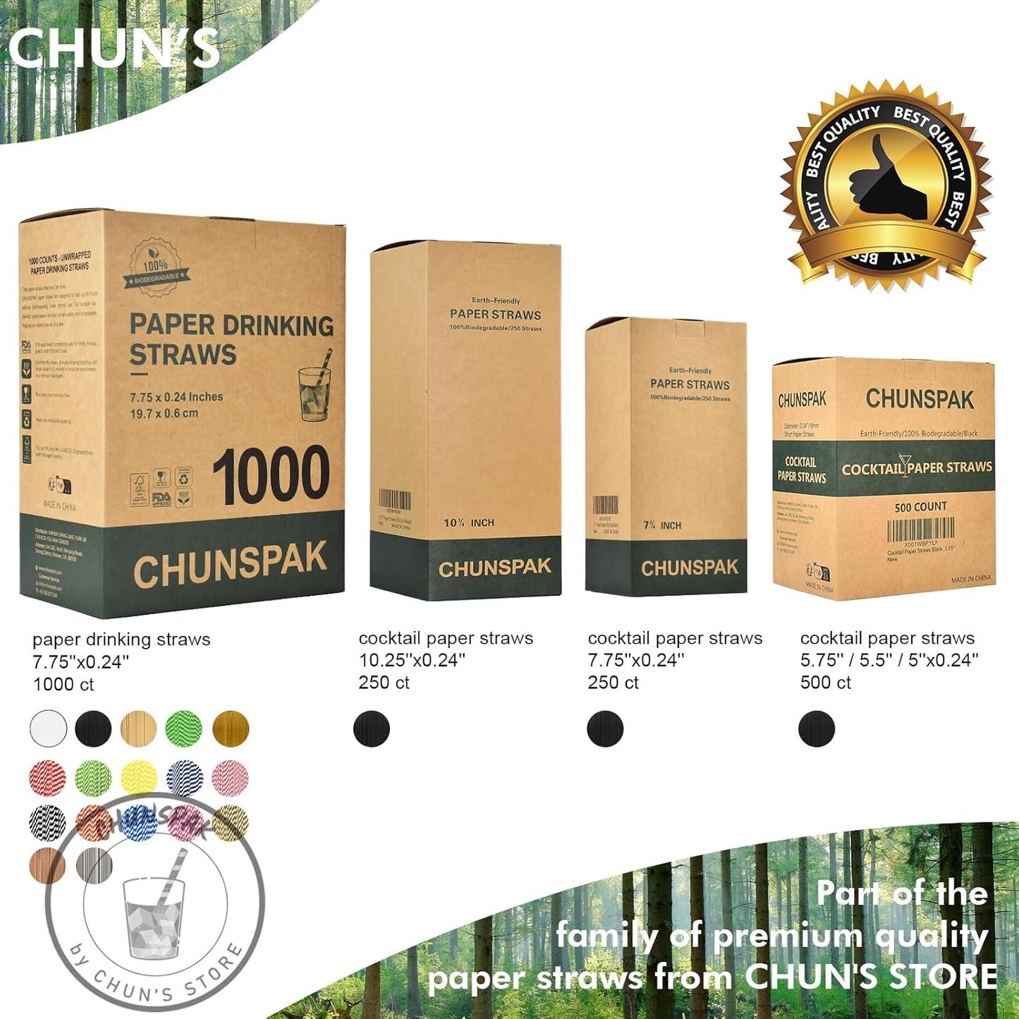 7.75 inch Disposable Silver Paper Straws 1000 Counts - for Drinking, Cocktail, Bar, Restaurant, Party, Wedding