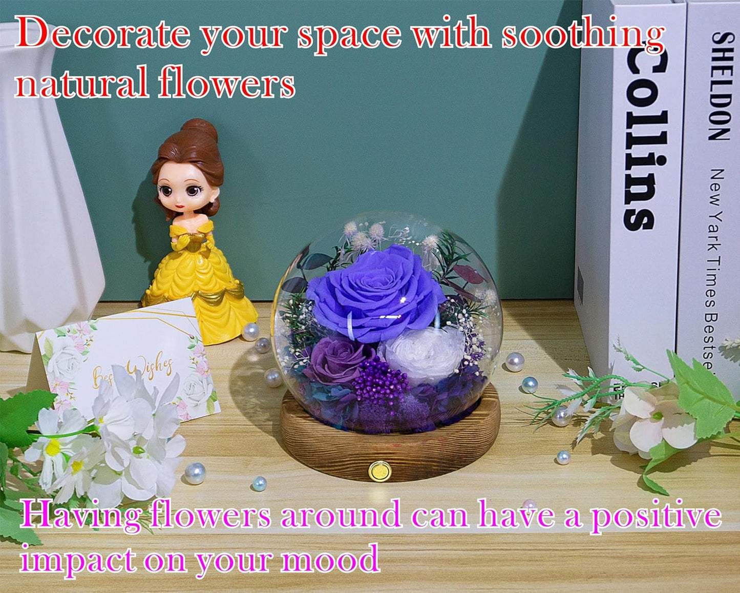 Valley of Rain & Forest Long-Lasting Real Flowers, Unique Floral Gift For you to send Love for All Occasions, for Indoor Decoration (Violet Rose, Purple & White Austin Roses)