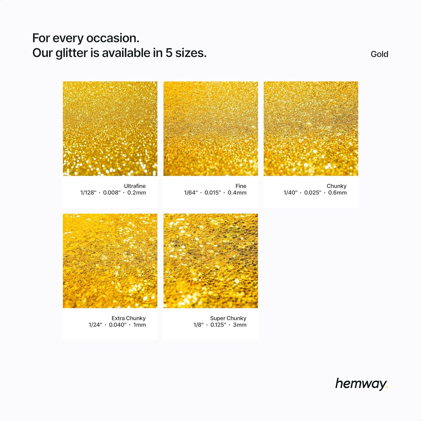 Hemway Eco Friendly Biodegradable Glitter 100g / 3.5oz Bio Cosmetic Safe Sparkle Vegan for Face, Eyeshadow, Body, Hair, Nail and Festival Makeup, Craft - Ultrafine (1/128" 0.008" 0.2mm) - Gold