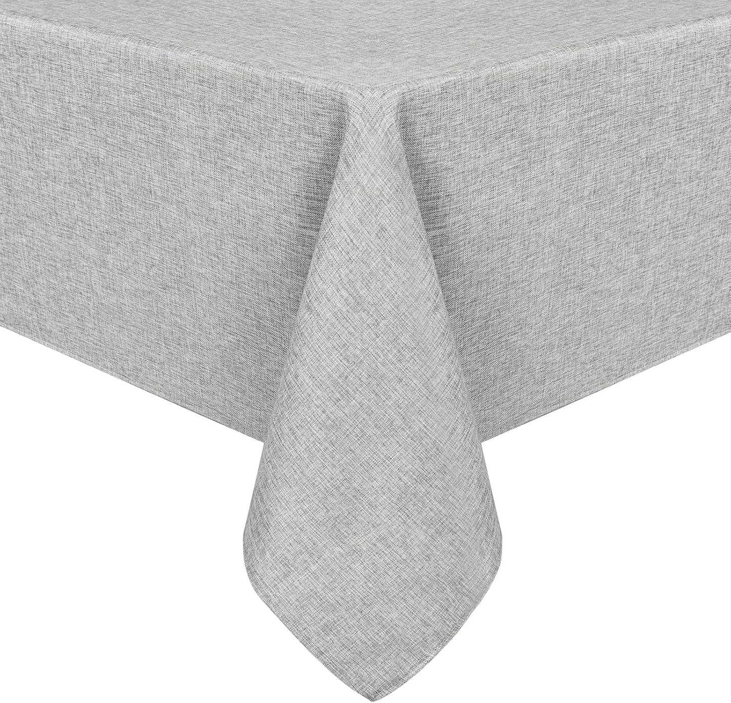 Hiasan Faux Linen Rectangle Tablecloth - Wrinkle and Stain Resistant Washable Table Cloth for Kitchen Dining Room Holiday Table Cover for Dinner, Light Grey, 60 x 84 Inch
