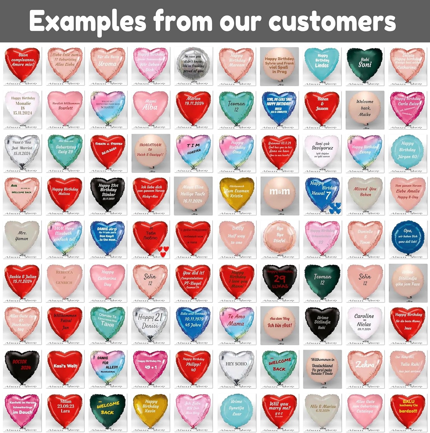 Сustom Balloons Name Personalized foil Balloon Heart 19 inch Satin and Glossy Colors Any Text Gift Idea Surprise Customizable Birthday Wedding Anniversary Party Decoration Gifts Surprise