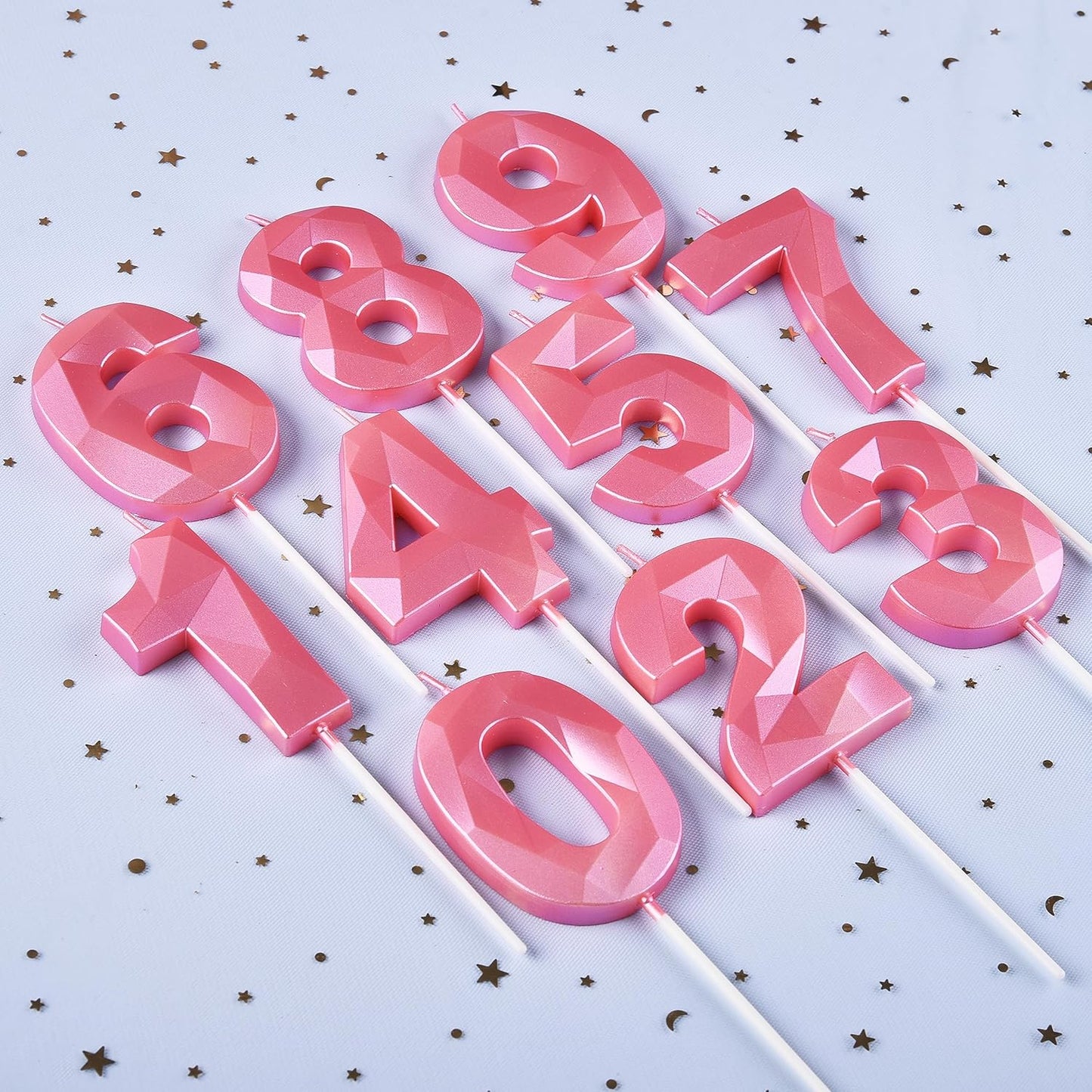 PHD CAKE 2.76 Inch Crystal Pink 5 Number Birthday Candles, Pink Number Candles, Cake Number Candles, Party Celebration