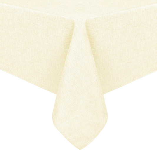 Hiasan Faux Linen Rectangle Tablecloth - Wrinkle and Stain Resistant Washable Table Cloth for Kitchen Dining Room Holiday Table Cover for Dinner, Champagne, 60 x 120 Inch