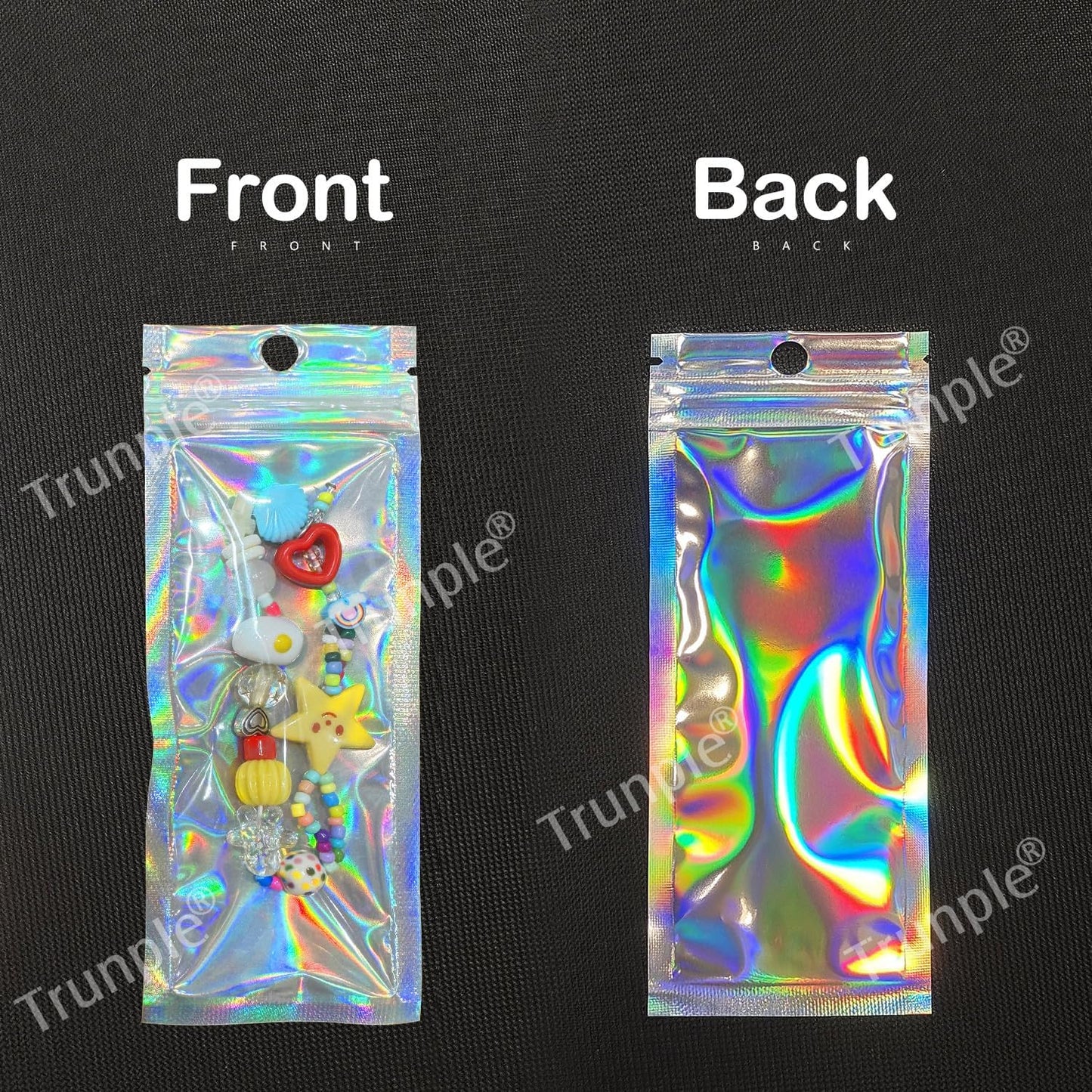 Smell Proof Bags & Resealable Foil Pouch Bag [100 PCS ] Great for Party Favor Food Storage (Holographic Color, 2.4x5.9")