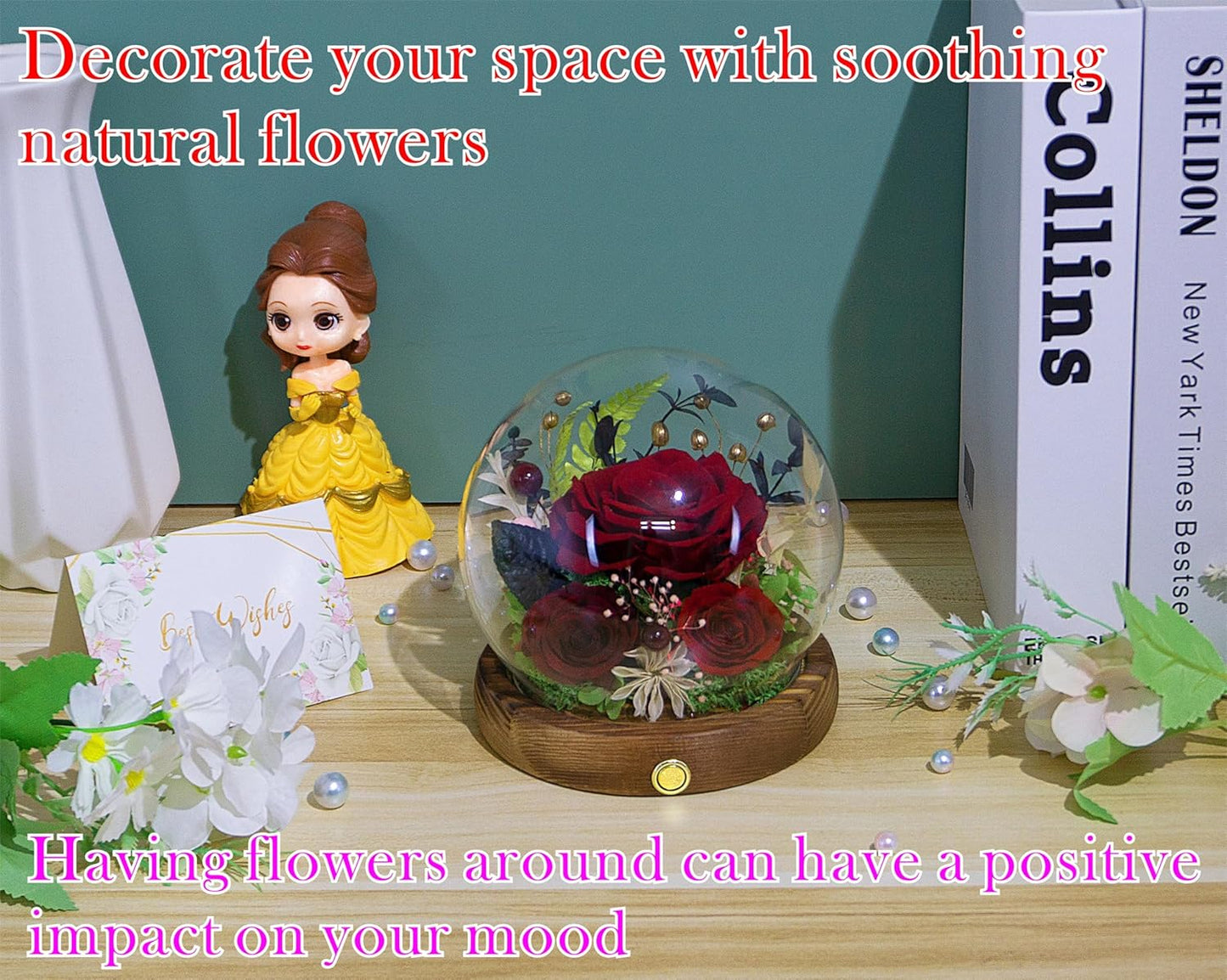 Valley of Rain & Forest Long-Lasting Real Flowers, Unique Floral Gift for You to Send Love for All Occasions, for Indoor Decoration (Dark Red Rose Arrangement)