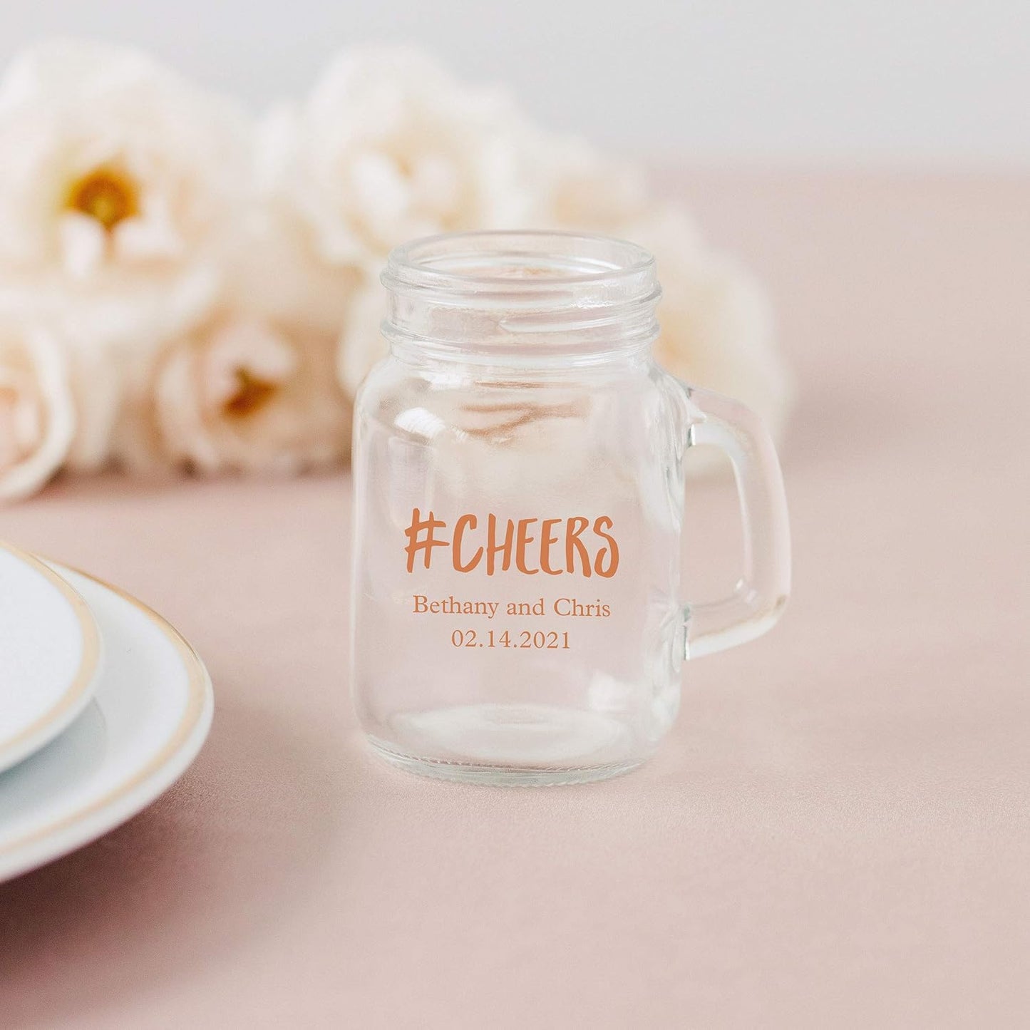 WEDDINGSTAR Personalized 4oz Mini Mason Jar Shot Glass Customizable Full Color Print - 168 pack