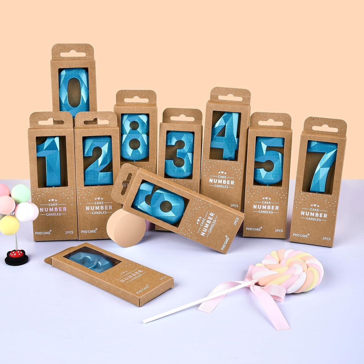 PHD Crystal Blue 2.76 Inch 2 Number Birthday Candles for Cake and Party Celebration