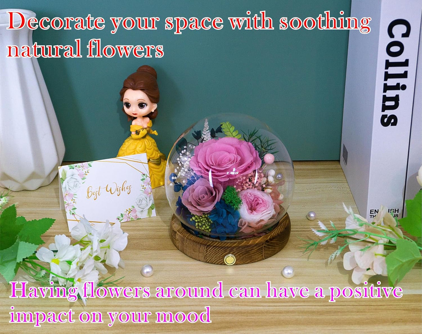 Valley of Rain & Forest Long-Lasting Real Flowers, Unique Floral Gift For you to send Love for All Occasions, for Indoor Decoration (Sweet Pink Rose Arrangement)