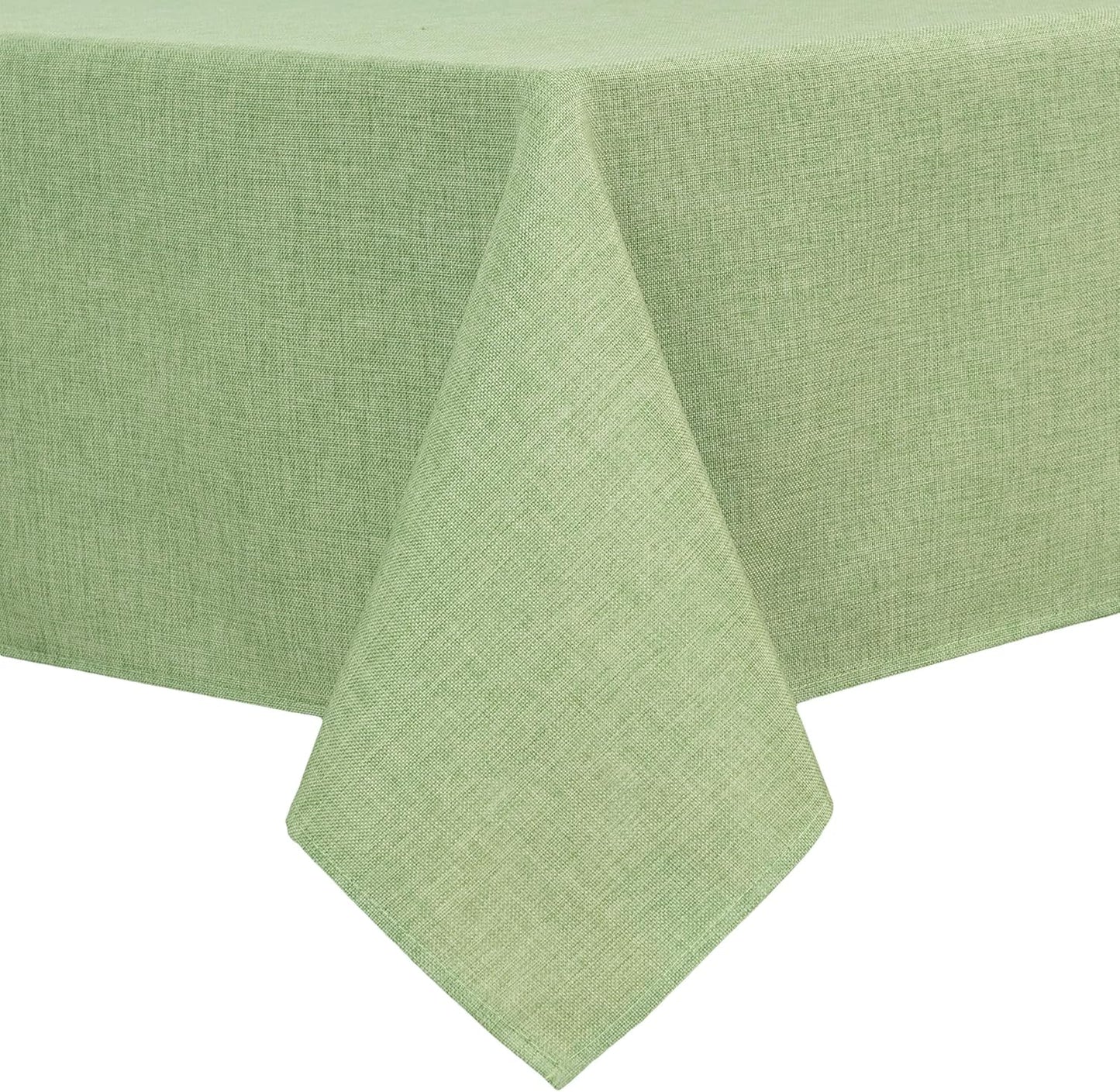 Hiasan Faux Linen Rectangle Tablecloth - Wrinkle and Stain Resistant Washable Decorative Fabric Table Cloth for Kitchen Dining Room Holiday Table Cover for Dinner, Sage Green, 60 x 102 Inch