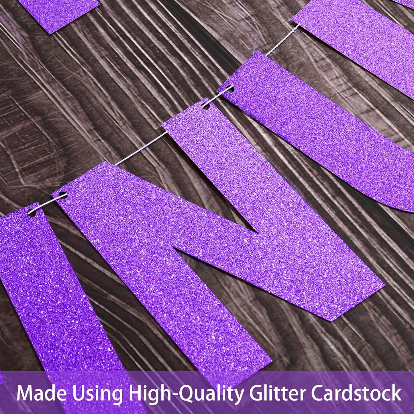 TaoBary 112 Pcs DIY Letter Custom Banner Glitter Customizable Banner Kit Including 107 Letters and Numbers 3 Rope for Valentine Birthday Party(Purple)