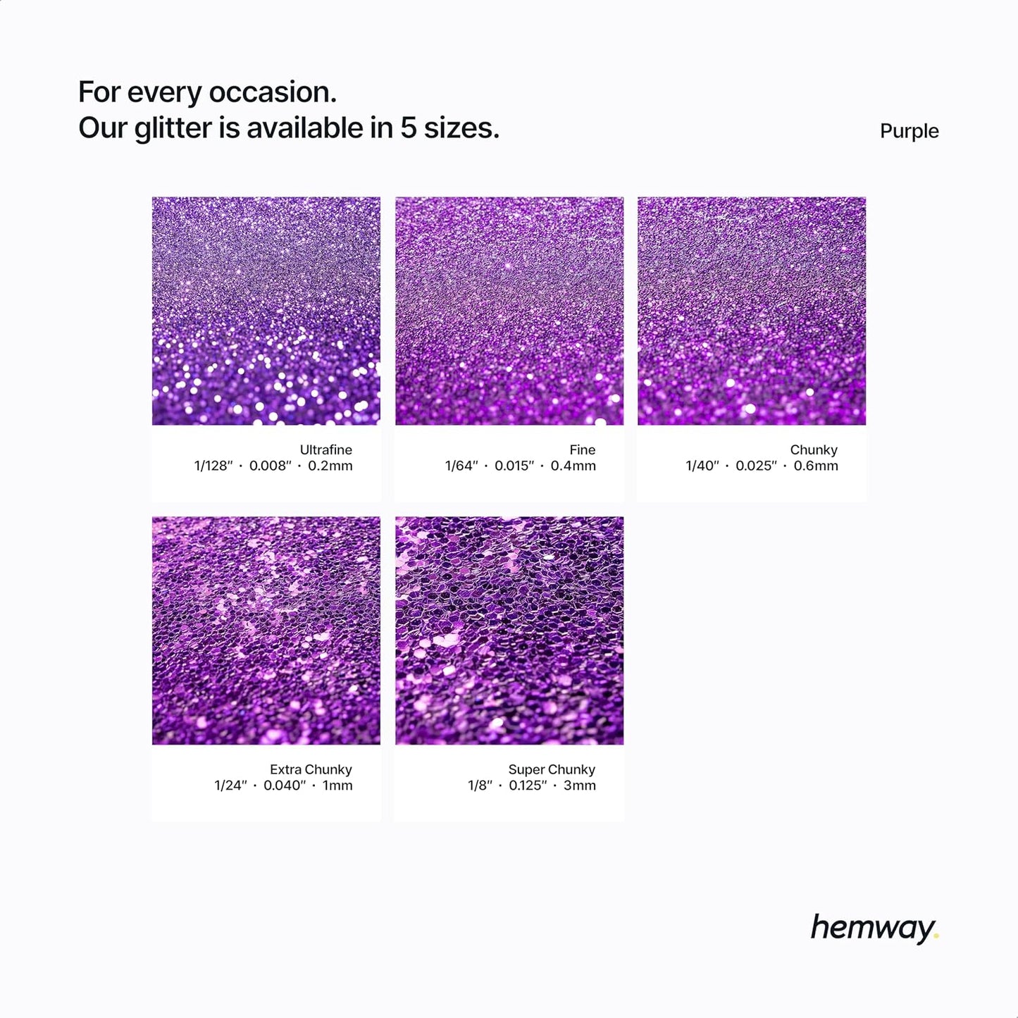 Hemway Eco Friendly Biodegradable Glitter 100g / 3.5oz Bio Cosmetic Safe Sparkle Vegan for Face, Eyeshadow, Body, Hair, Nail and Festival Makeup, Craft - Fine (1/64" 0.015" 0.4mm) - Purple