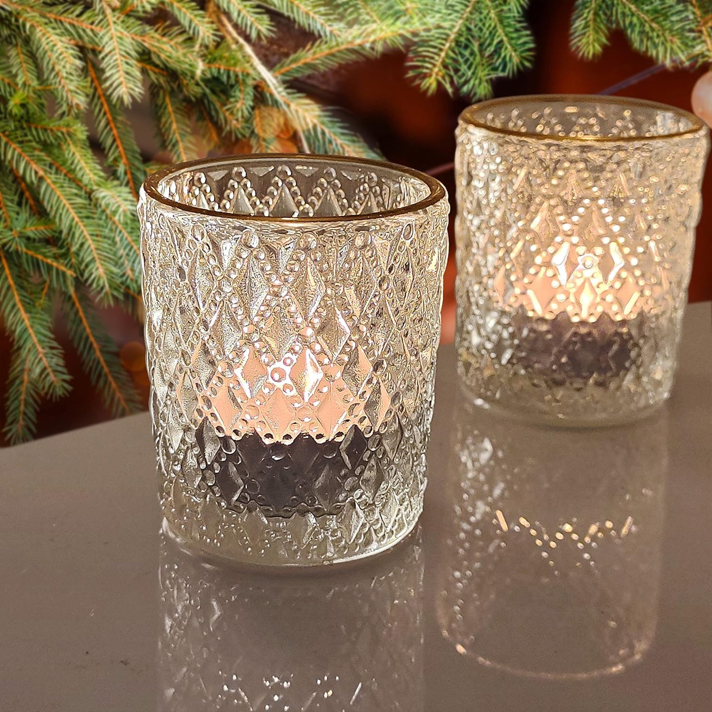 SHMILMH Clear Tealight Candle Holders Set of 24, Glass Votive Candle Holders with Rim for Wedding Table Centerpiece Birthday Party Christmas Decor