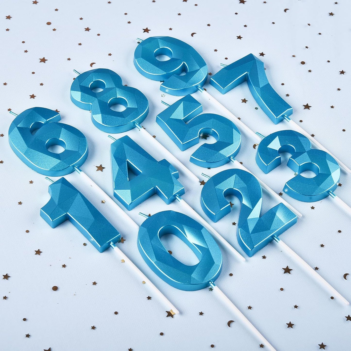 PHD CAKE 2.76 Inch Crystal Blue 7 Number Birthday Candles, Blue Number Candles, Cake Number Candles, Party Celebration