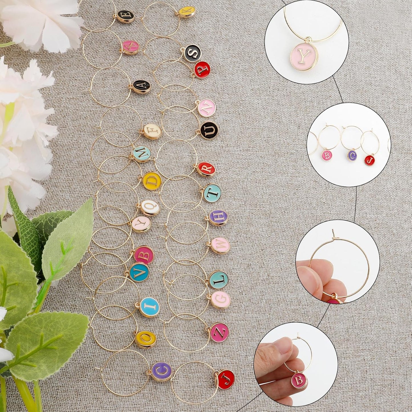Wine Glass Charms Wine Charms for Stem Glasses Glass Markers Identifiers Tags for Christmas Tasting Party Favors Decorations