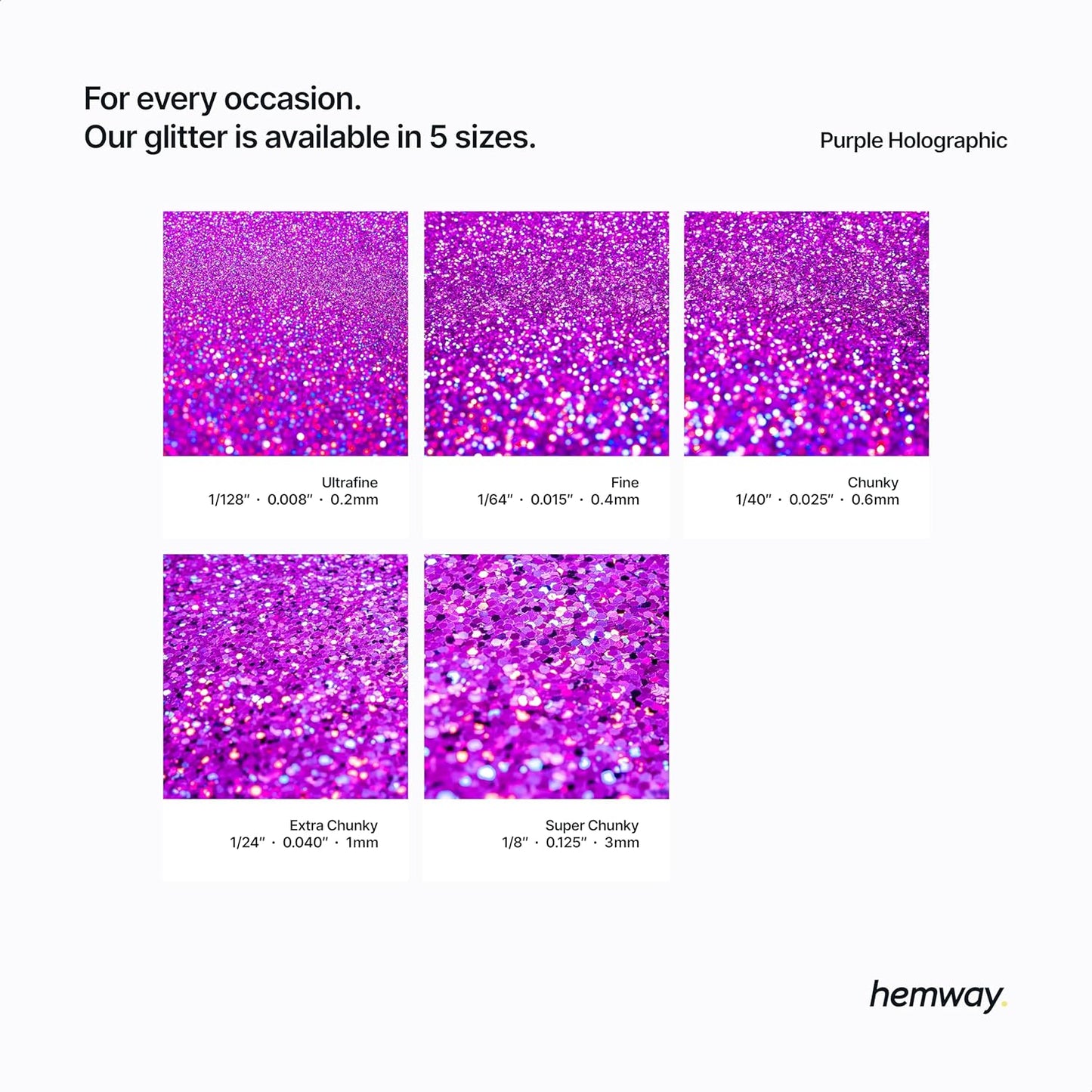 Hemway Eco Friendly Biodegradable Glitter 100g / 3.5oz Bio Cosmetic Safe Sparkle Vegan For Face, Eyeshadow, Body, Hair, Nail And Festival Makeup, Craft - Fine (1/64" 0.015" 0.4mm) - Purple Holographic