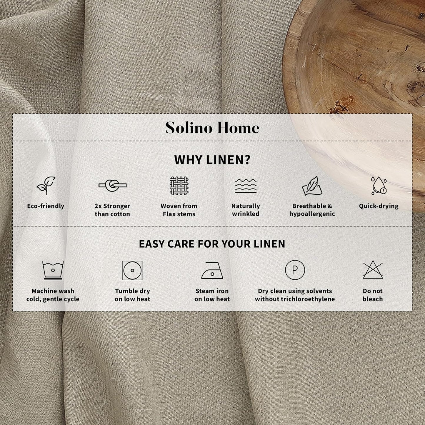 Solino Home Linen Natural Table Runner 60 Inches - Classic Hemstitch, 100% Pure Linen Coffee Table Runner 14 x 60 Inch Ideal for Dresser Tables - Fall, Autumn, Halloween, Thanksgiving, Christmas