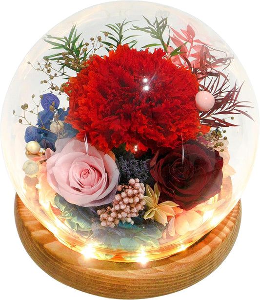 Valley of Rain & Forest Long-Lasting Real Flowers, Unique Floral Gift For you to send Love for All Occasions, for Indoor Decoration (Red Carnation, Pink Rose, Wine-Red Rose)