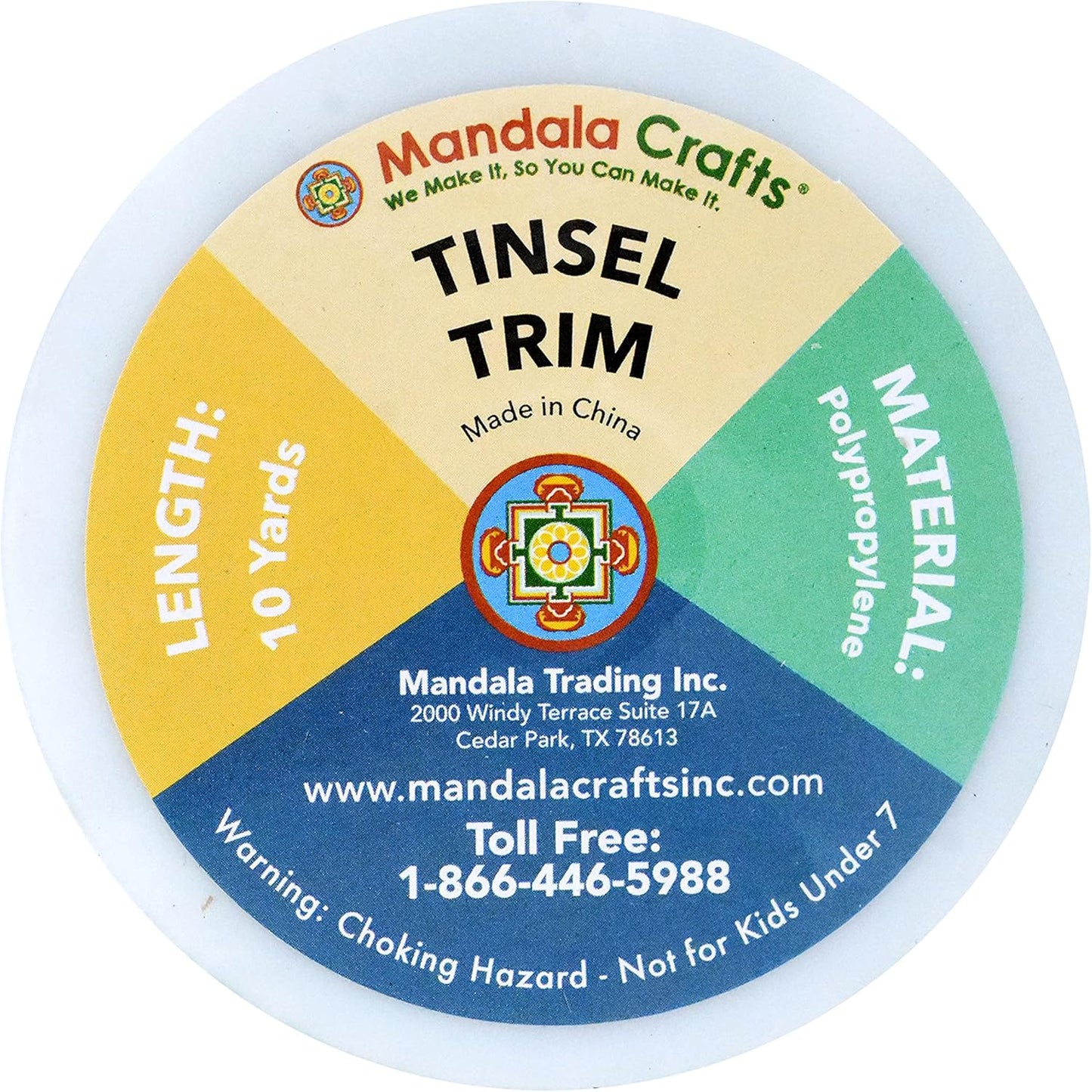 Mandala Crafts Red Tinsel Garland - Thin Metallic Foil Glitter Mini Garland for Christmas Tree, Party, Wedding Decor, and Holiday Decorations